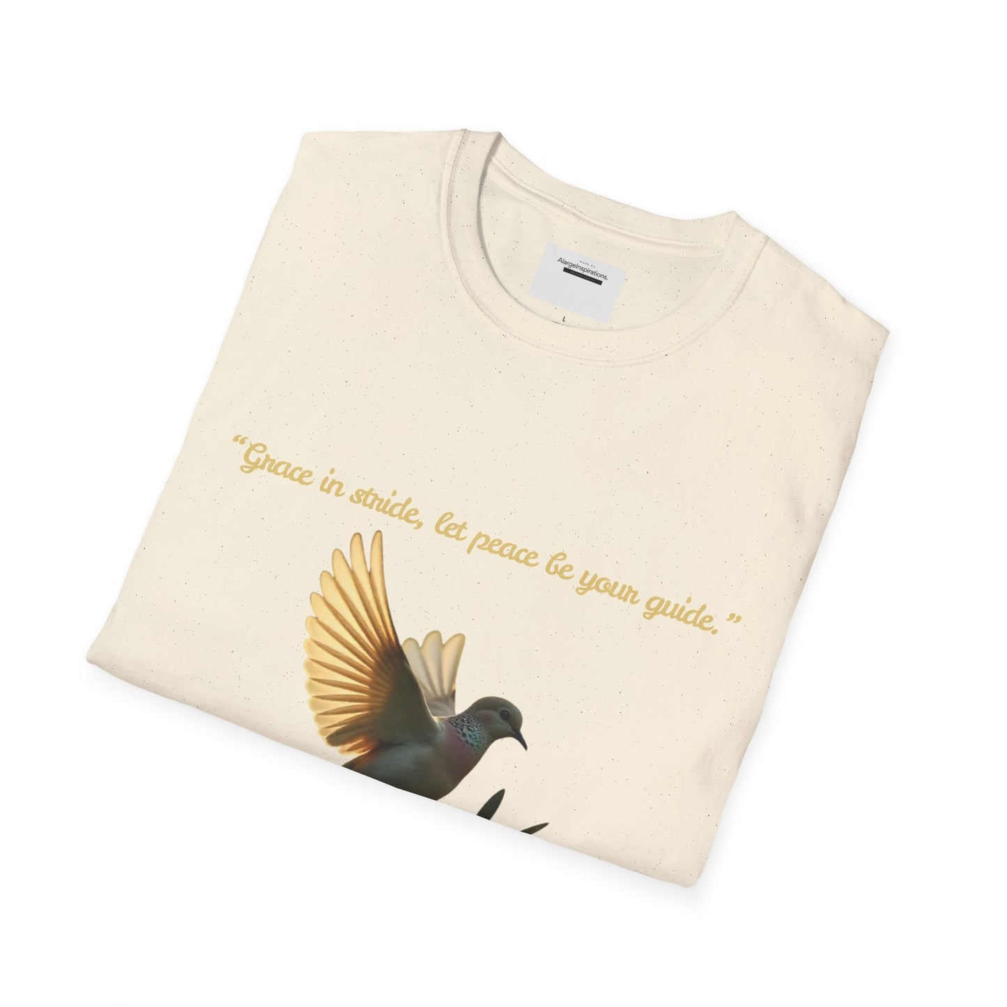 Grace in Stride, Peace as Your Guide Graphic T-Shirt, Unisex T, Mindfulness Shirt, Minimalist Gift for Dove Lovers, Positive Quotes T-Shirt
