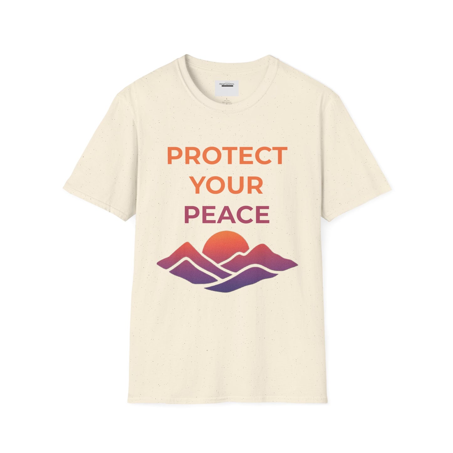 Mindfulness & Nature-Unisex Softstyle T-Shirt ,Protect Your Peace Mountain Sunset Tee, Self-Care Gift, Gift for Nature Lovers, Meditation,
