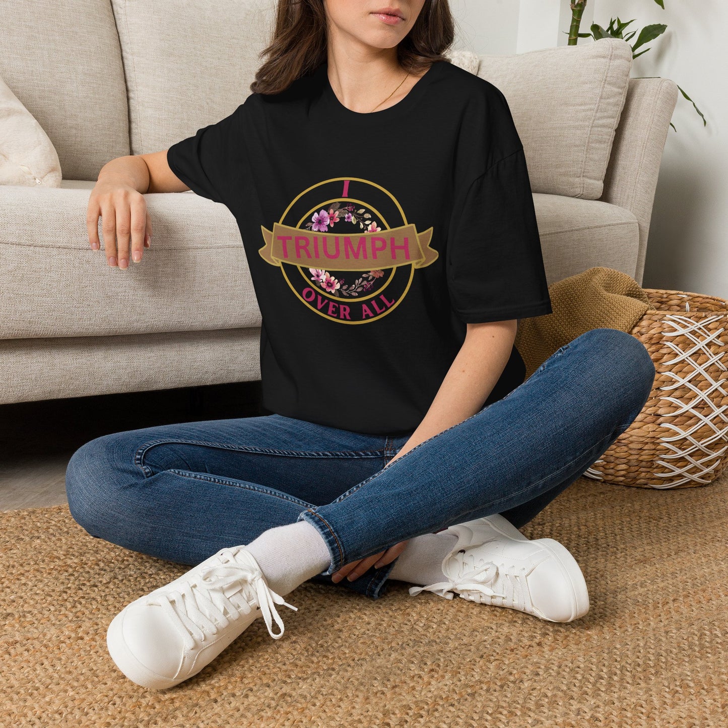 I Triumph Over All Faith T-Shirt | Christian Graphic Tee | Romans 8:37 | Inspirational Scripture Shirt Women Men | AlargeInspirations