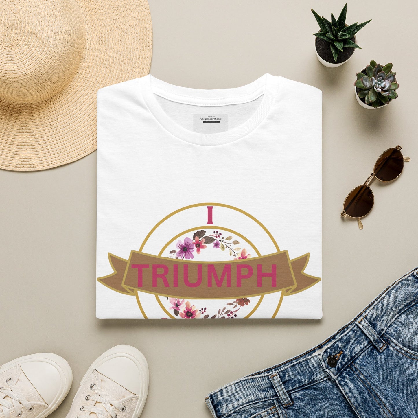 I Triumph Over All Faith T-Shirt | Christian Graphic Tee | Romans 8:37 | Inspirational Scripture Shirt Women Men | AlargeInspirations