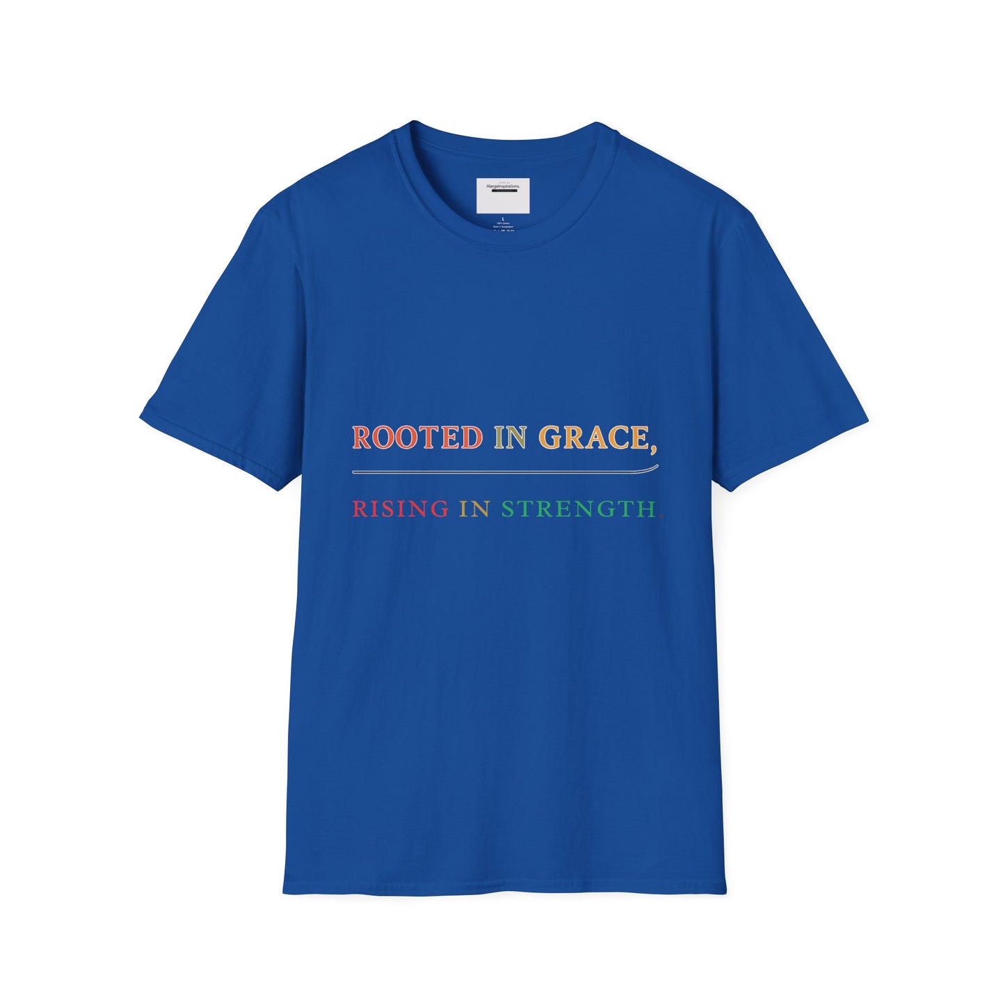 Rooted in Grace Rising in Strength Shirt | Faith Inspired Christian T-Shirt | Minimal Inspirational Quote Gift