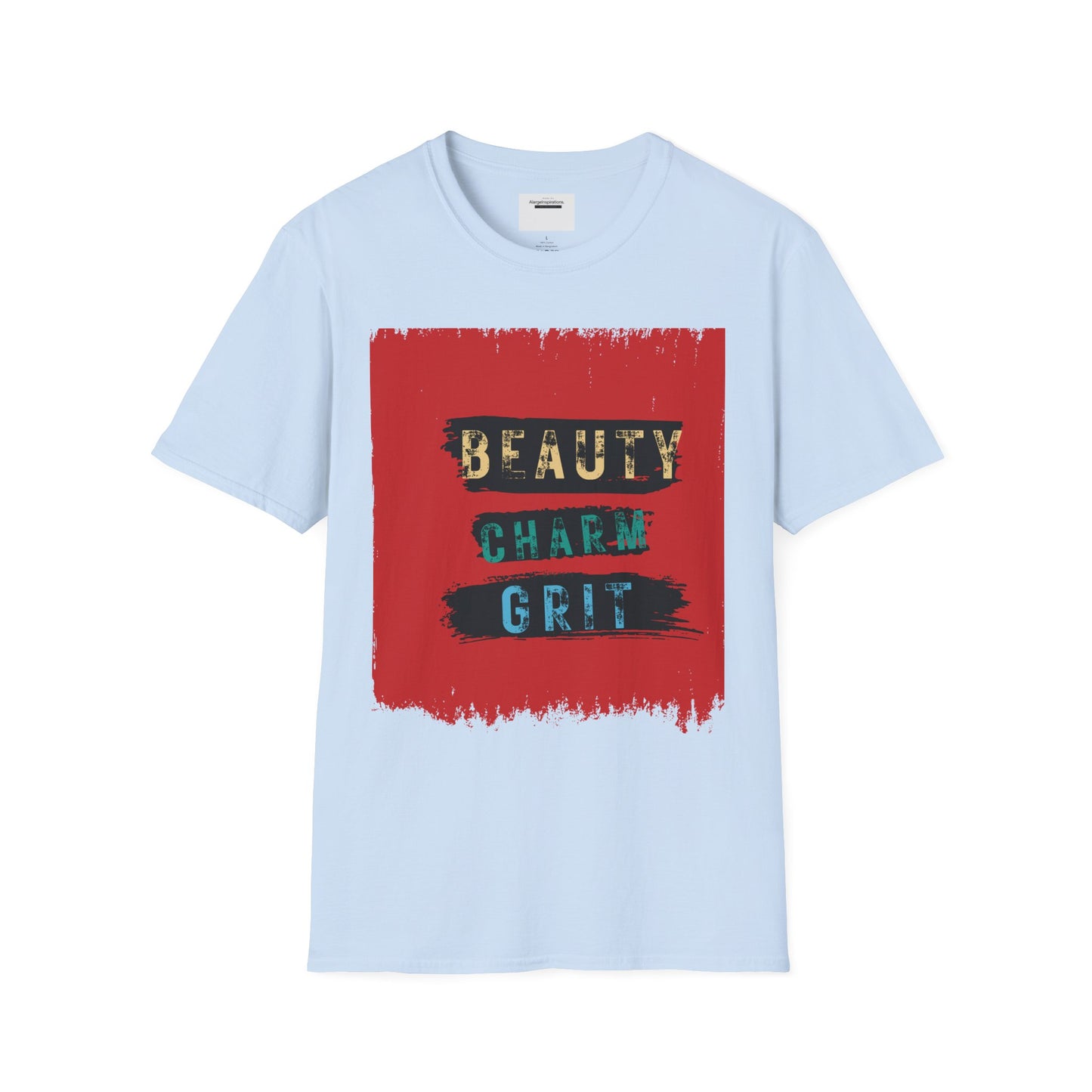 Beauty, Charm, Grit Unisex Softstyle T-Shirt | Gift for Her, Motivational Graphic T-Shirt, Trendy Graphic Shirt, Feminine Empowerment Shirt