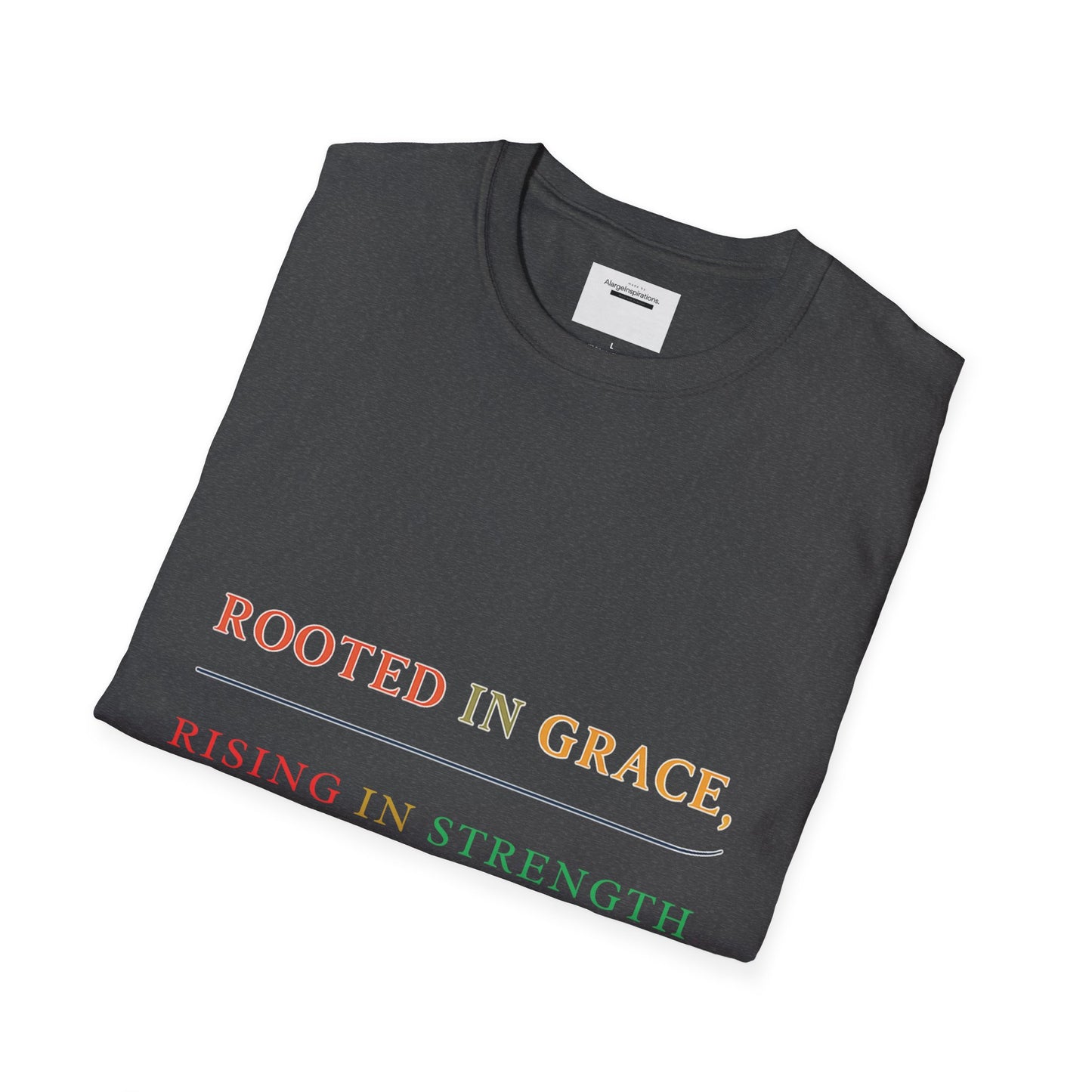 Rooted in Grace Rising in Strength Shirt | Faith Inspired Christian T-Shirt | Minimal Inspirational Quote Gift