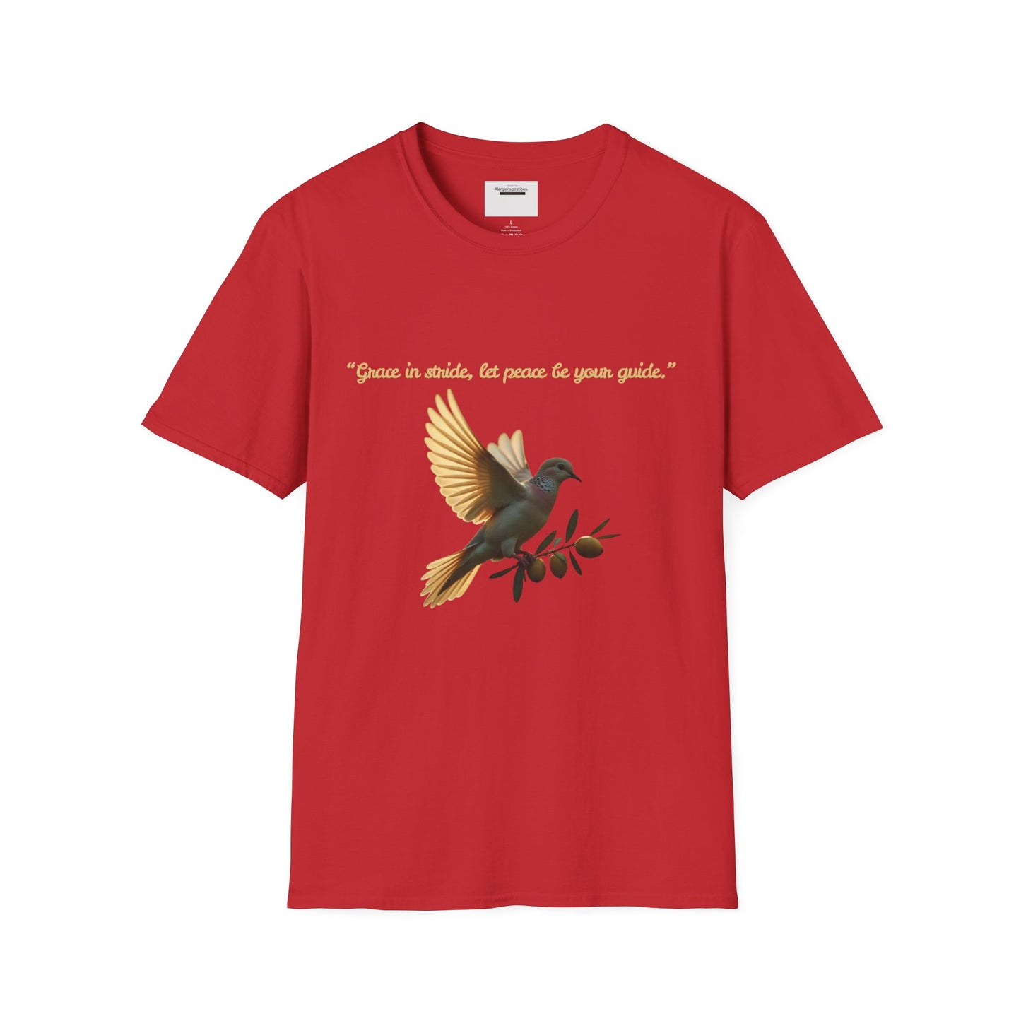 Grace in Stride, Peace as Your Guide Graphic T-Shirt, Unisex T, Mindfulness Shirt, Minimalist Gift for Dove Lovers, Positive Quotes T-Shirt