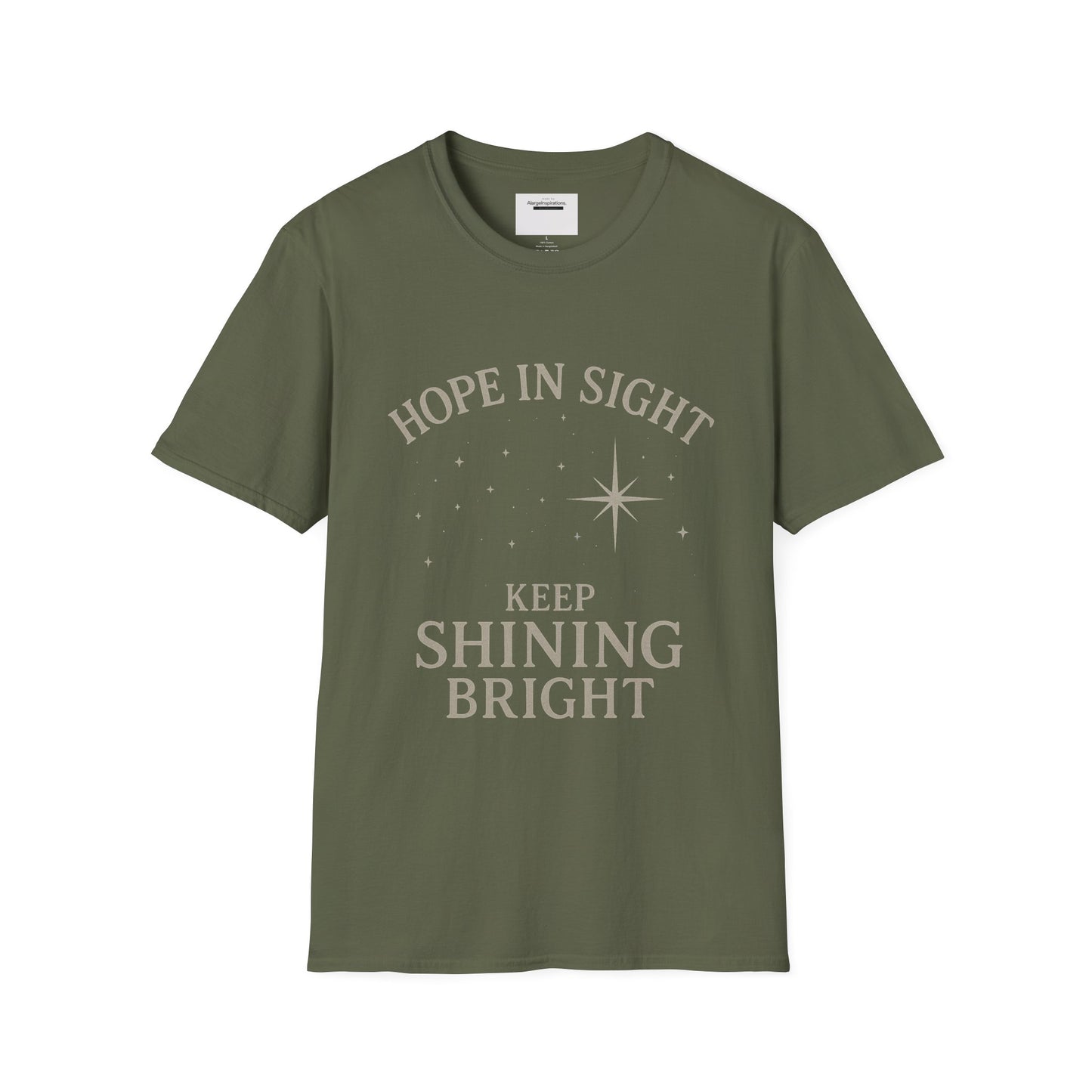 Hope in Sight, Keep Shining Bright, Starry Night Inspired T-Shirt | Inspirational Quote Tee, Gift Idea, Motivational Apparel, Hopeful Style