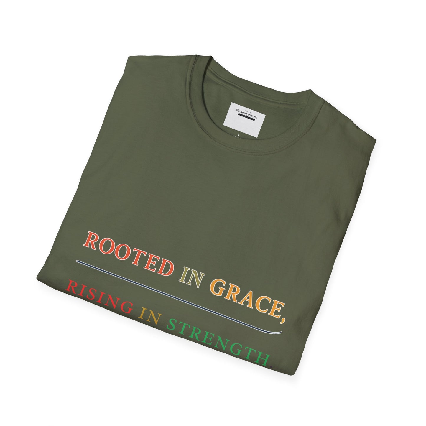 Rooted in Grace Rising in Strength Shirt | Faith Inspired Christian T-Shirt | Minimal Inspirational Quote Gift