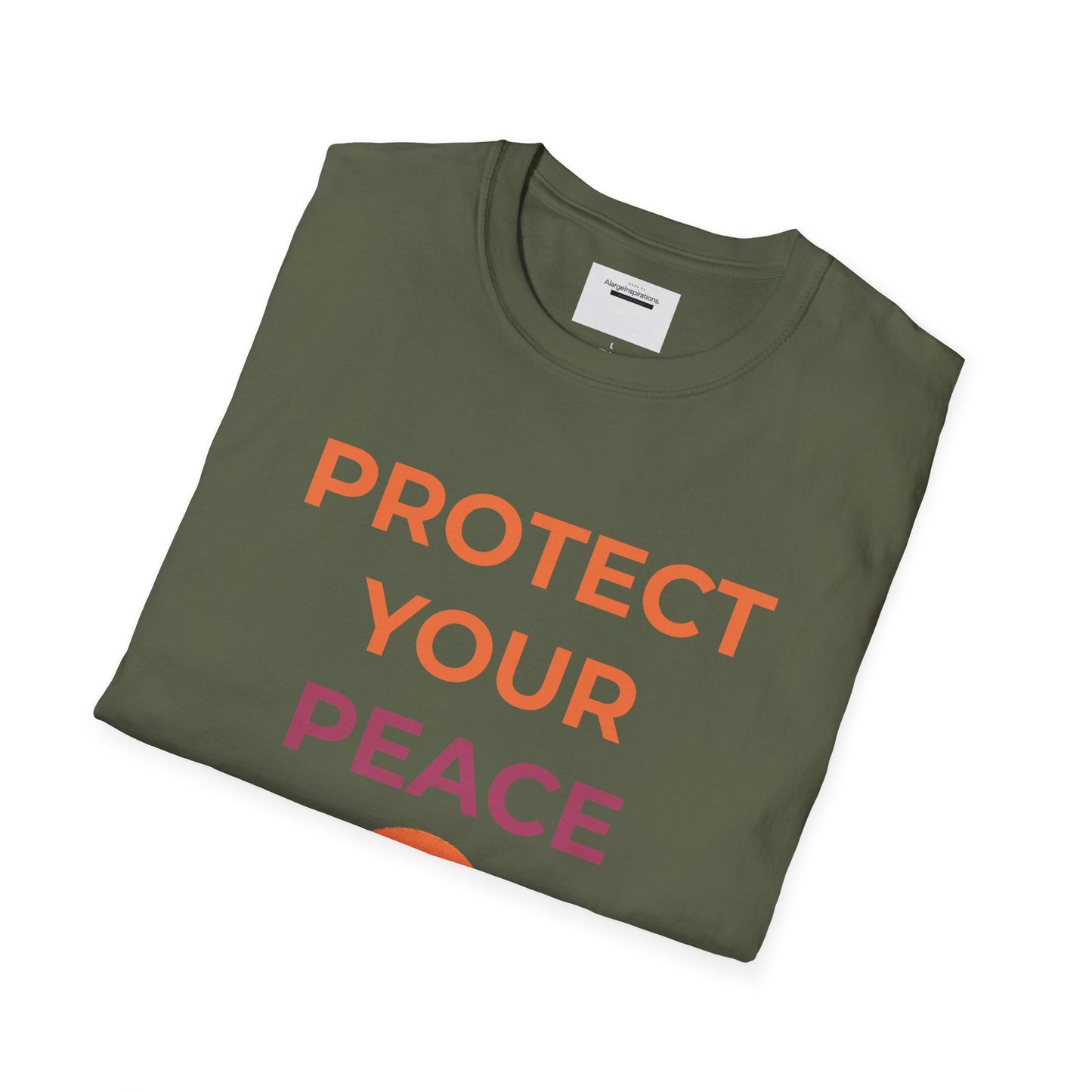 Mindfulness & Nature-Unisex Softstyle T-Shirt ,Protect Your Peace Mountain Sunset Tee, Self-Care Gift, Gift for Nature Lovers, Meditation,