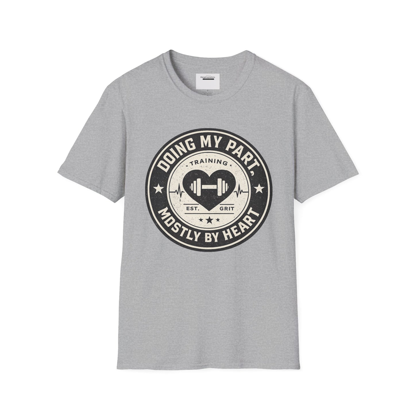 Doing My Part Mostly by Heart T-Shirt | Vintage Fitness Logo Tee | Gym Motivation Shirt | Athletic Grit Apparel