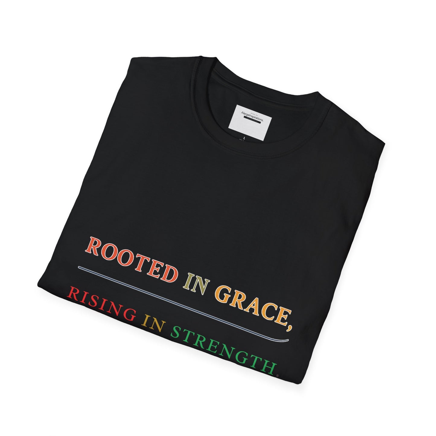 Rooted in Grace Rising in Strength Shirt | Faith Inspired Christian T-Shirt | Minimal Inspirational Quote Gift
