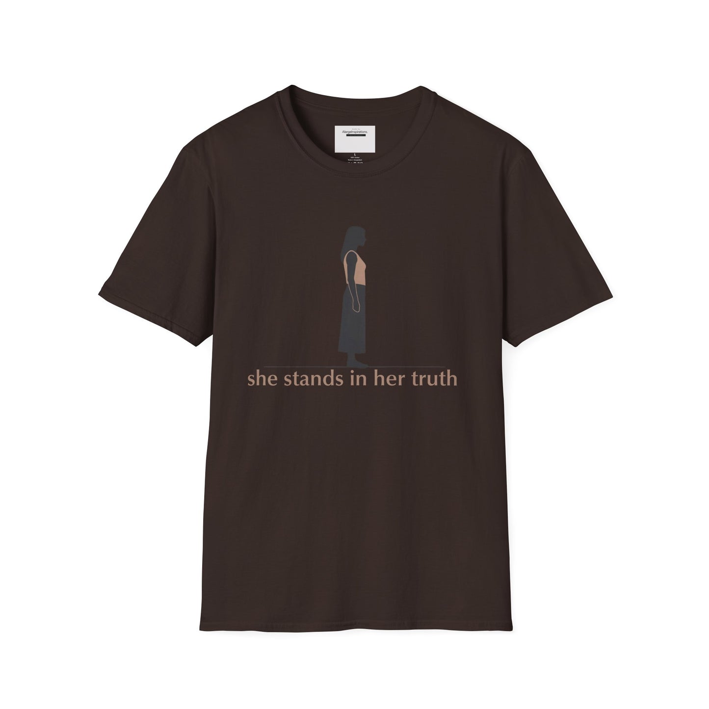 She Stands in Her Truth Shirt | Minimalist Feminine Strength T-Shirt, Grounded Confidence Quote, Empowered Woman Apparel, confident apparel