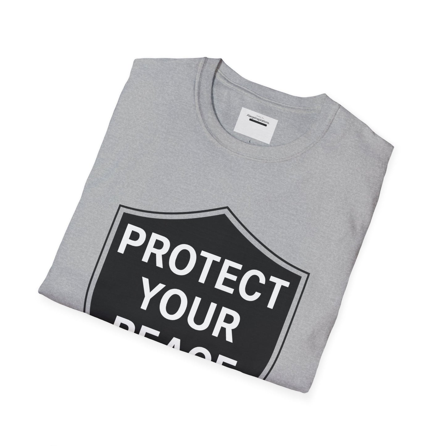 Protect Your Peace Shirt | Minimalist Shield Design, Mental Health Quote T-Shirt, Calm Strength Affirmation Apparel