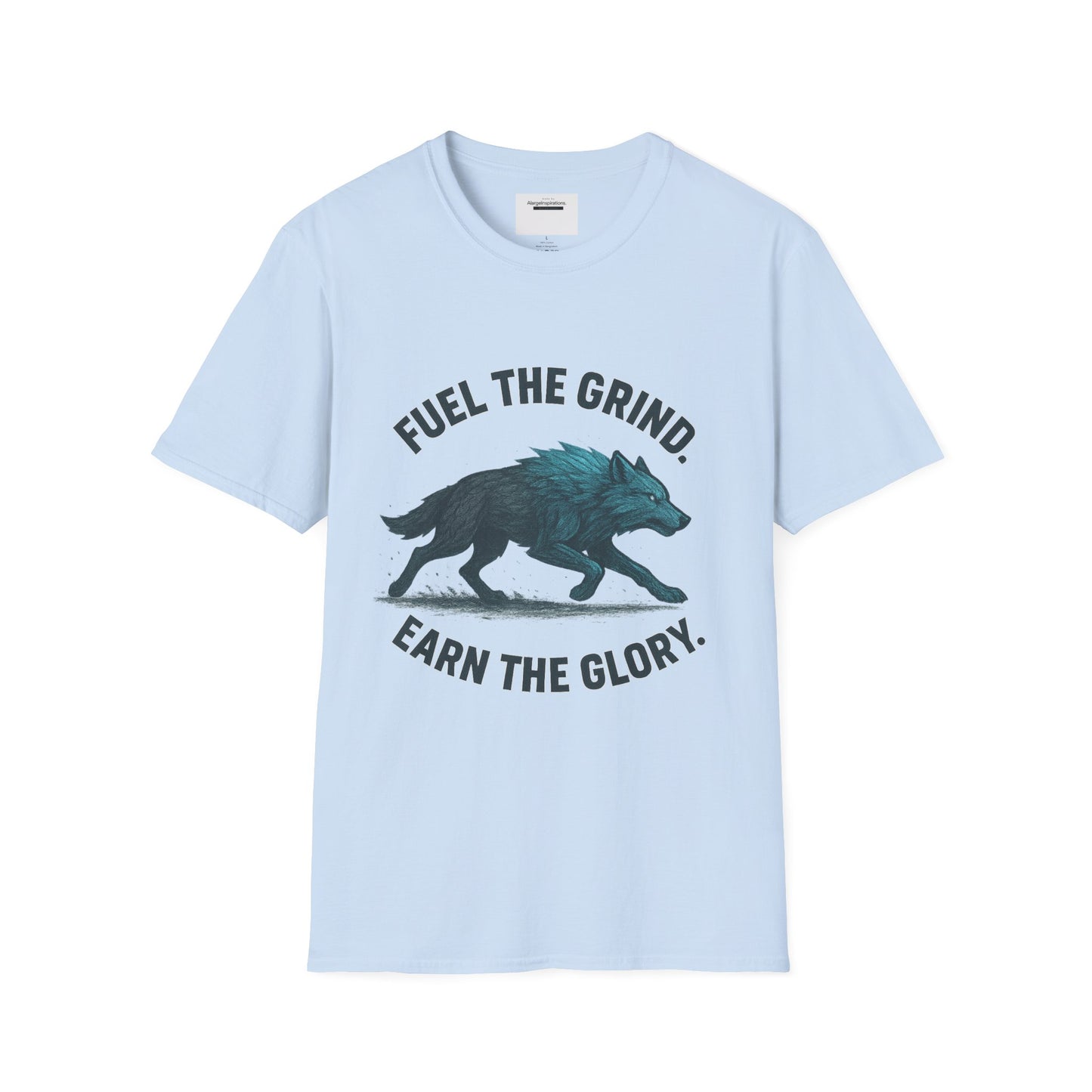 Fuel the Grind Earn the Glory Wolf Design | Wolf Art | Gym Apparel | Grind Mindset Shirt | Alpha Wolf Illustration | Training & Fitness Gift