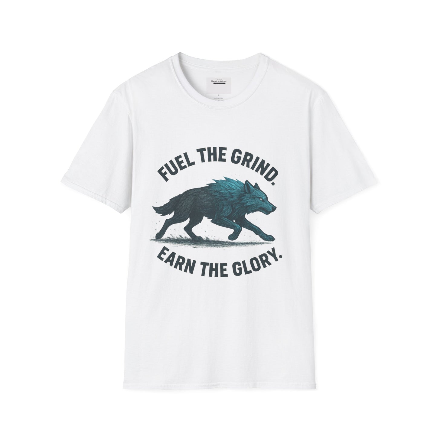Fuel the Grind Earn the Glory Wolf Design | Wolf Art | Gym Apparel | Grind Mindset Shirt | Alpha Wolf Illustration | Training & Fitness Gift