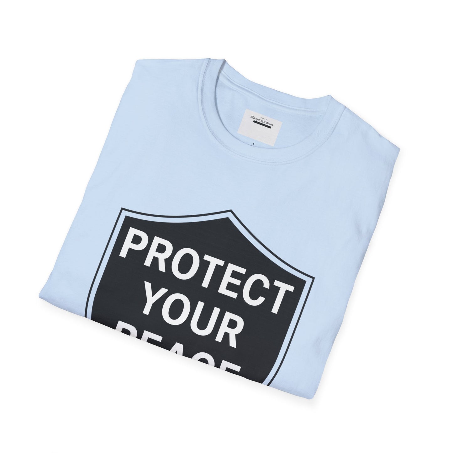 Protect Your Peace Shirt | Minimalist Shield Design, Mental Health Quote T-Shirt, Calm Strength Affirmation Apparel