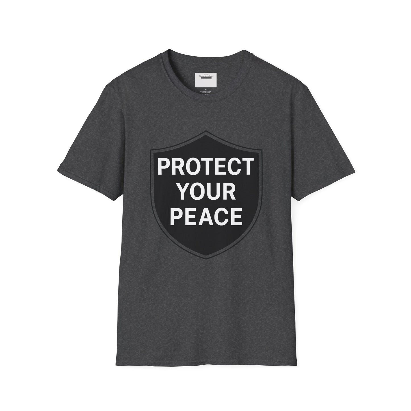Protect Your Peace Shirt | Minimalist Shield Design, Mental Health Quote T-Shirt, Calm Strength Affirmation Apparel