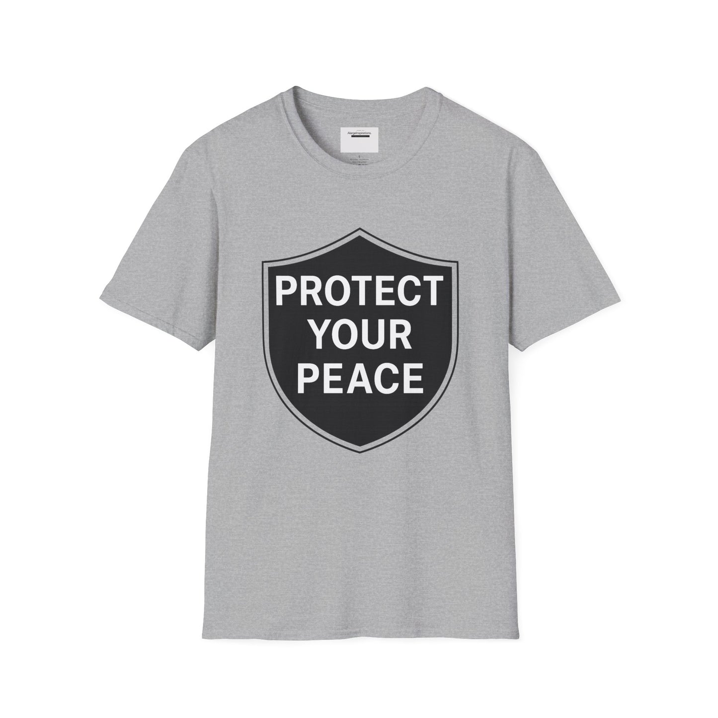 Protect Your Peace Shirt | Minimalist Shield Design, Mental Health Quote T-Shirt, Calm Strength Affirmation Apparel