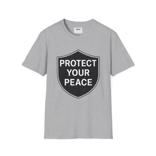 Protect Your Peace Shirt | Minimalist Shield Design, Mental Health Quote T-Shirt, Calm Strength Affirmation Apparel