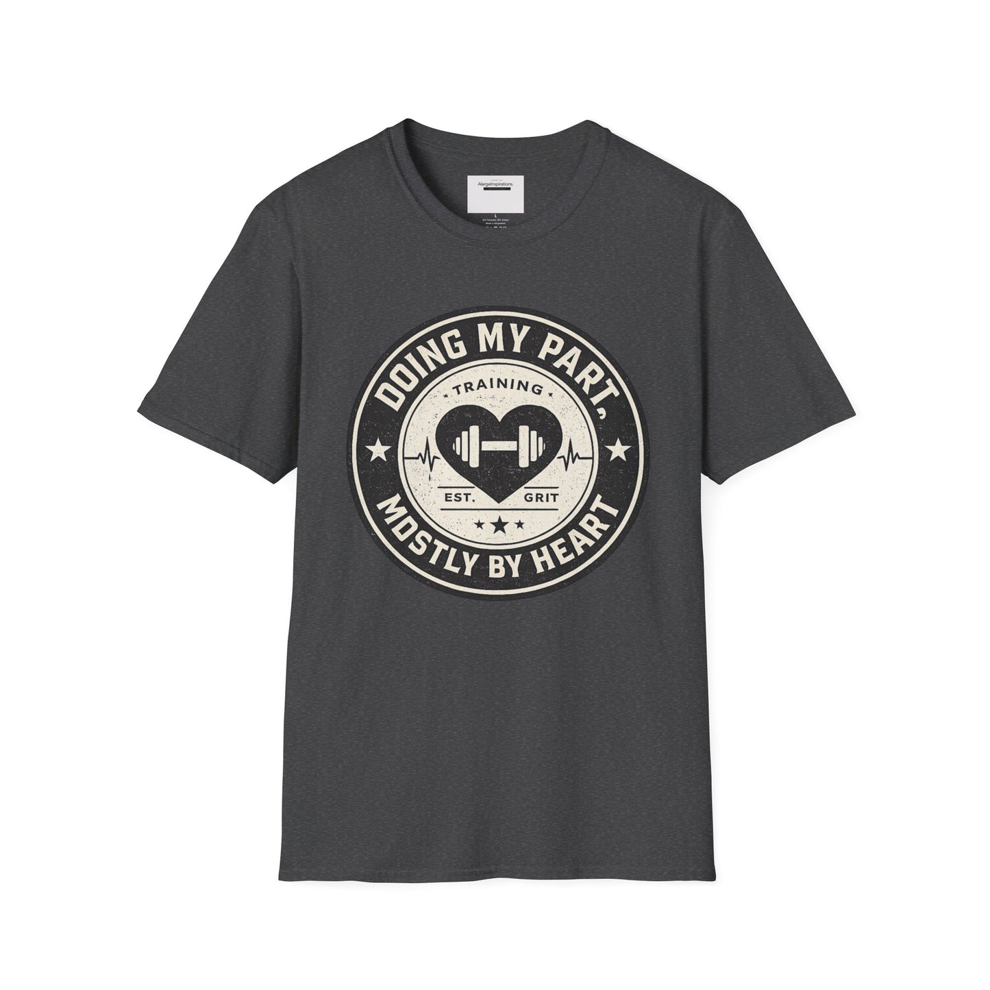 Doing My Part Mostly by Heart T-Shirt | Vintage Fitness Logo Tee | Gym Motivation Shirt | Athletic Grit Apparel