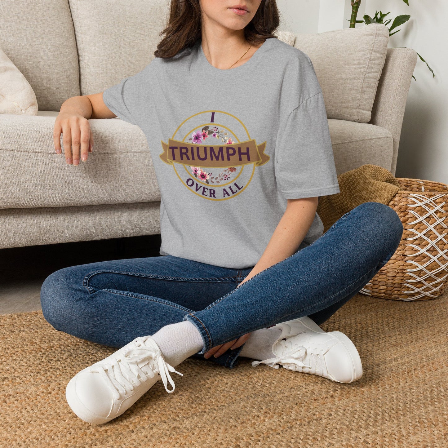 I Triumph Over All Faith T-Shirt | Christian Graphic Tee | Romans 8:37 | Inspirational Scripture Shirt Women Men | AlargeInspirations