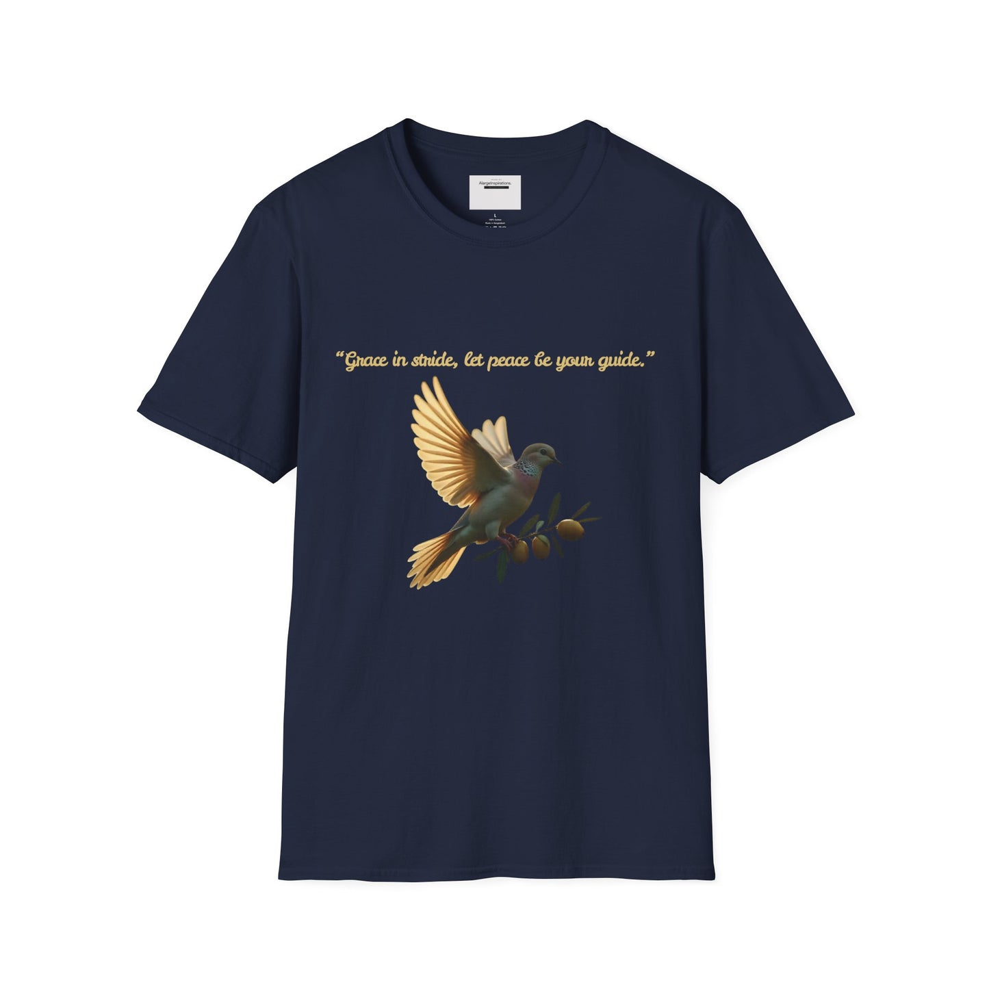 Grace in Stride, Peace as Your Guide Graphic T-Shirt, Unisex T, Mindfulness Shirt, Minimalist Gift for Dove Lovers, Positive Quotes T-Shirt
