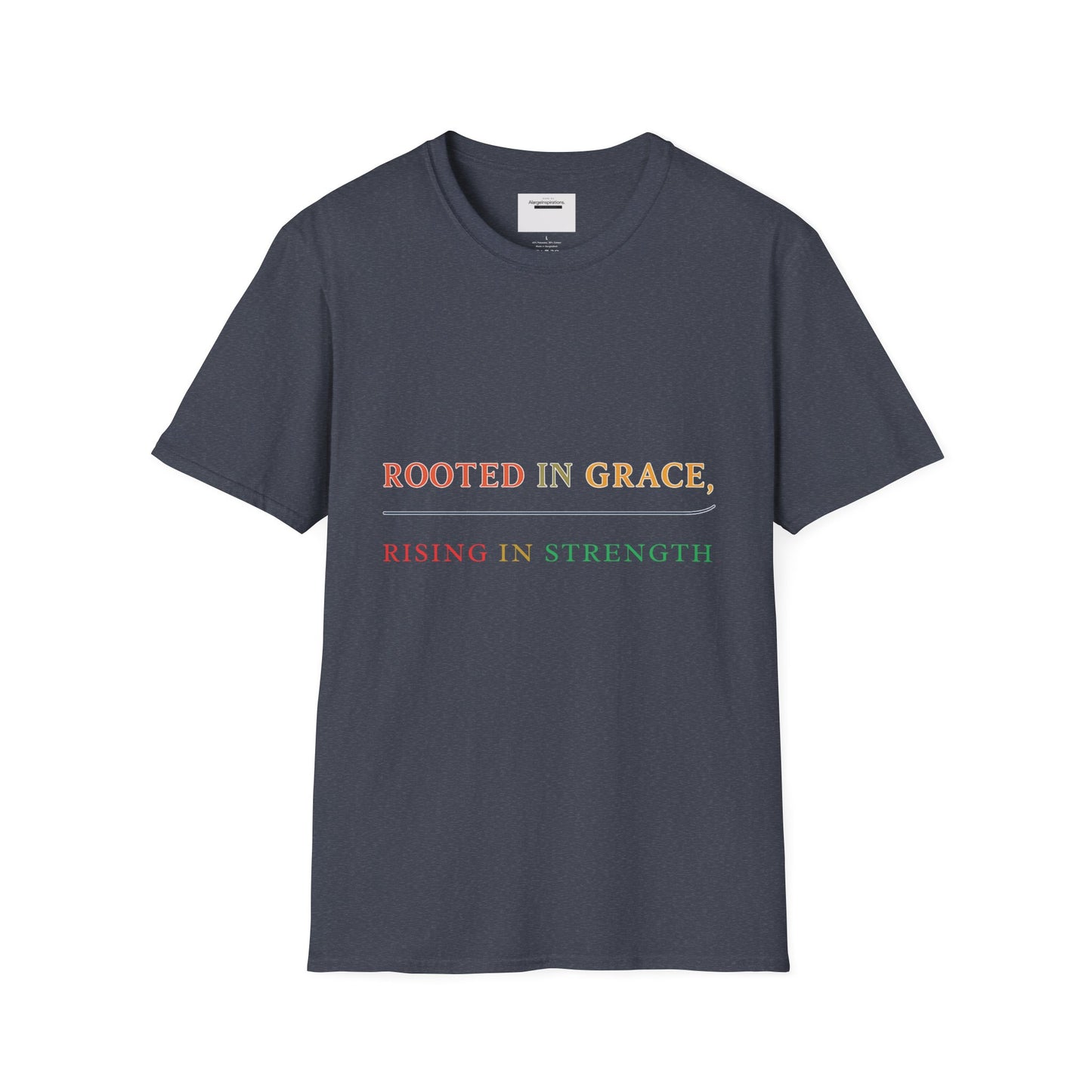 Rooted in Grace Rising in Strength Shirt | Faith Inspired Christian T-Shirt | Minimal Inspirational Quote Gift