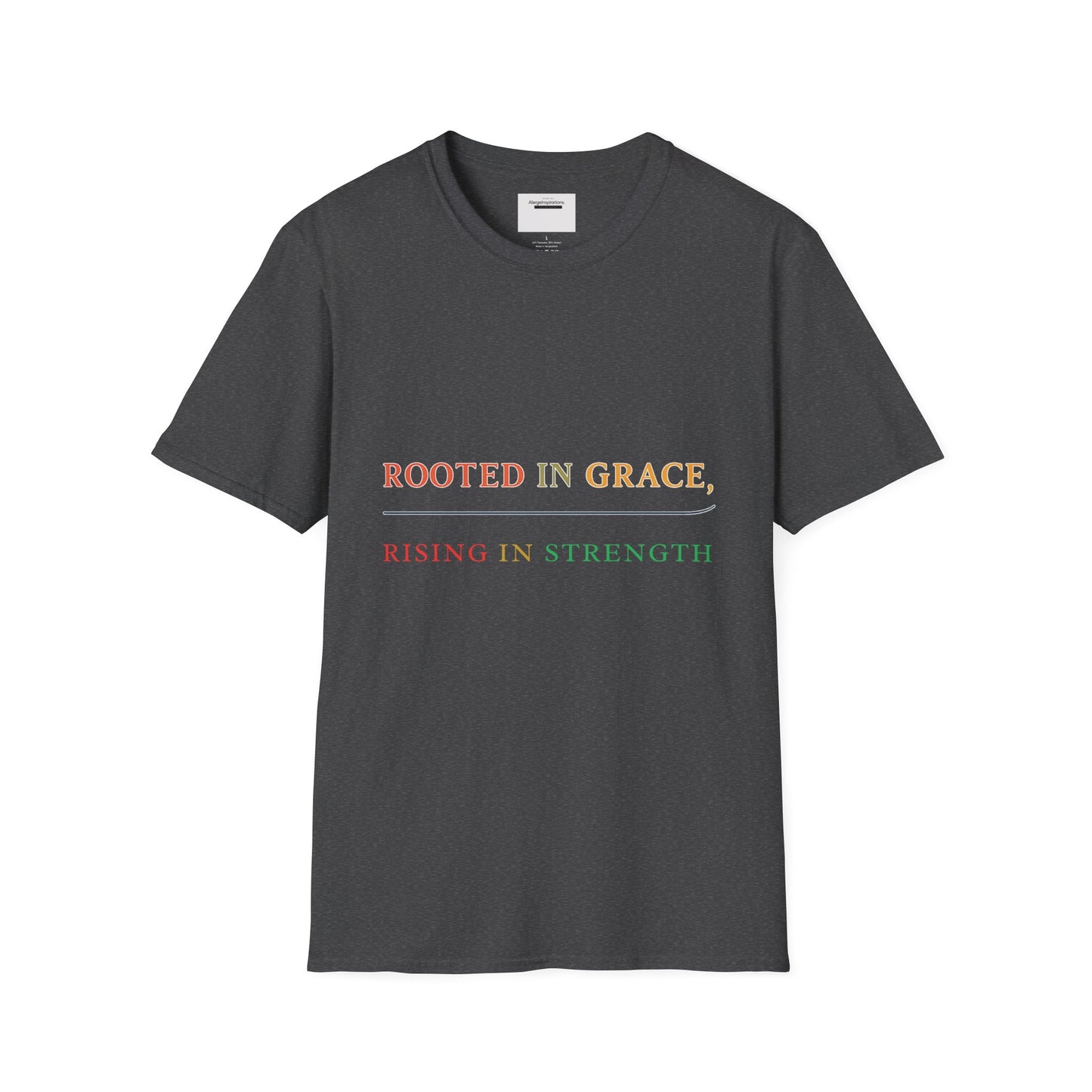 Rooted in Grace Rising in Strength Shirt | Faith Inspired Christian T-Shirt | Minimal Inspirational Quote Gift