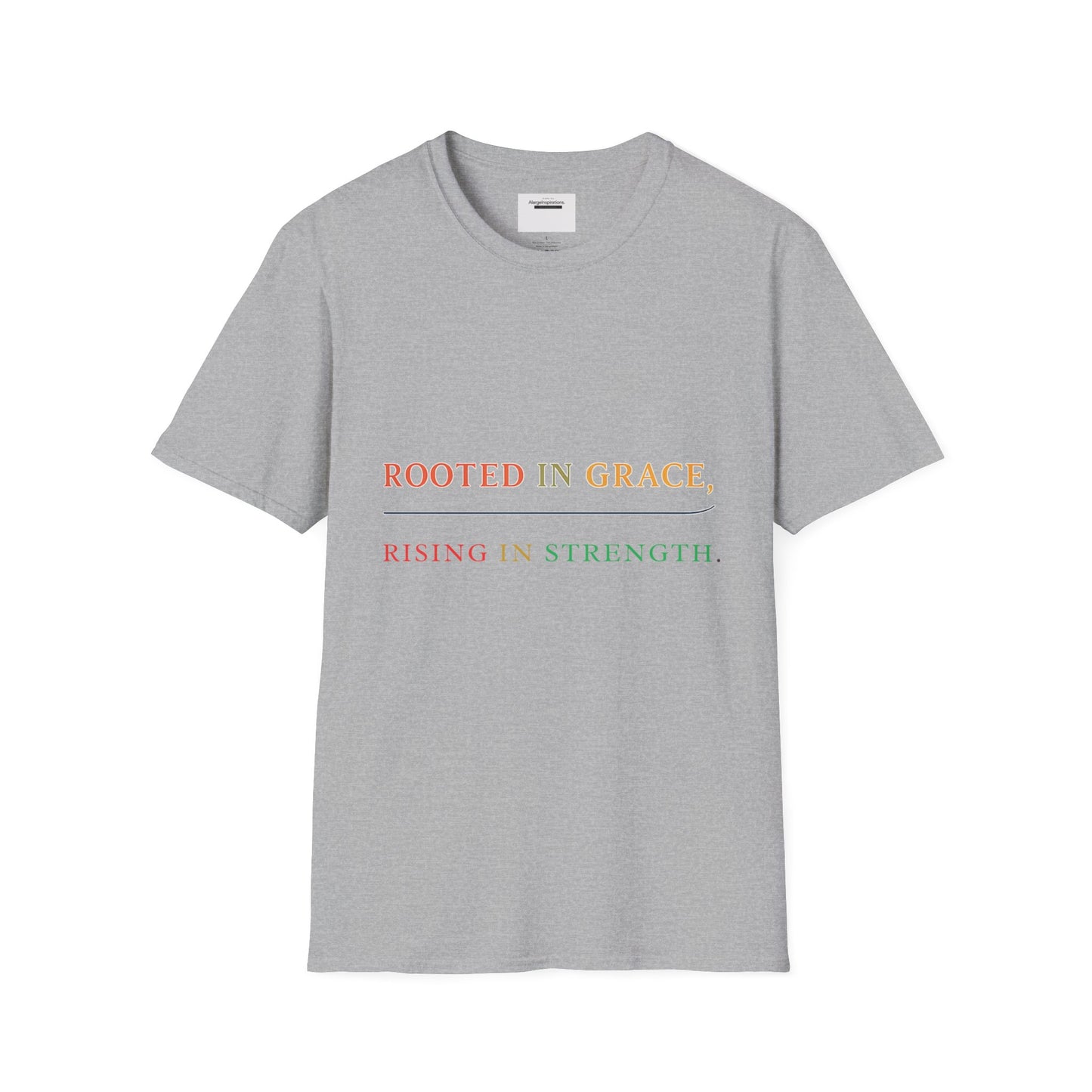 Rooted in Grace Rising in Strength Shirt | Faith Inspired Christian T-Shirt | Minimal Inspirational Quote Gift
