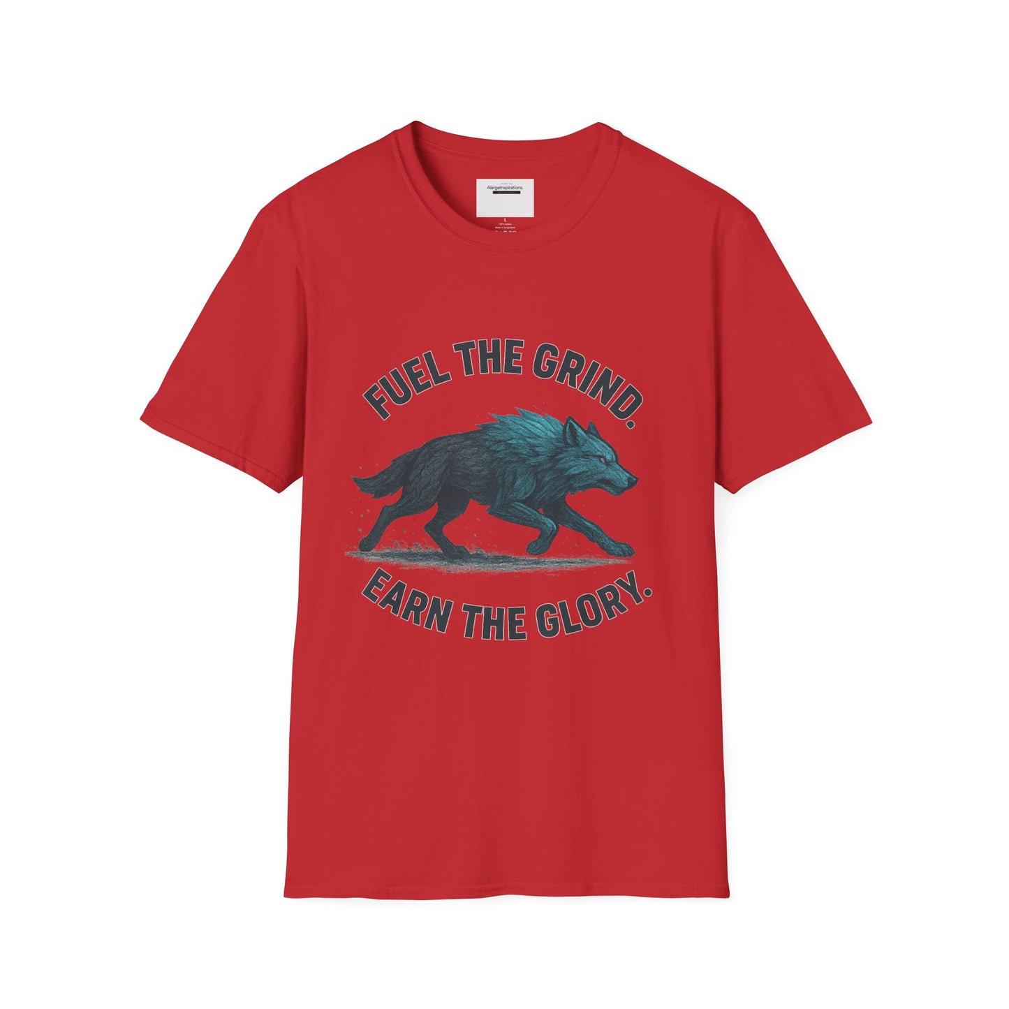 Fuel the Grind Earn the Glory Wolf Design | Wolf Art | Gym Apparel | Grind Mindset Shirt | Alpha Wolf Illustration | Training & Fitness Gift