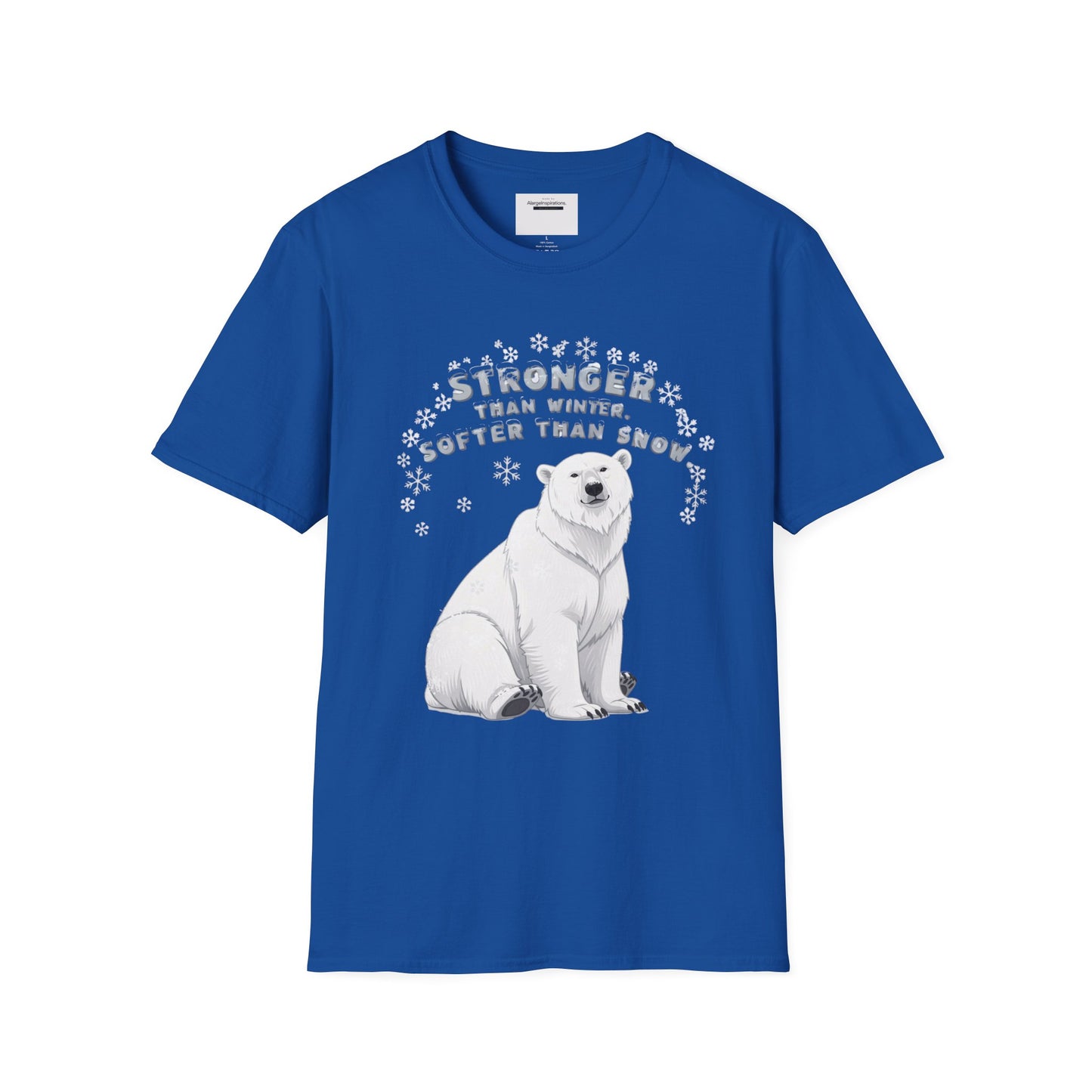 Stronger Than Winter Softer Than Snow Shirt | Polar Bear Snowflake Harmony Tee | Gentle Strength Xmas Shirt | Arctic Animal Winter Quote