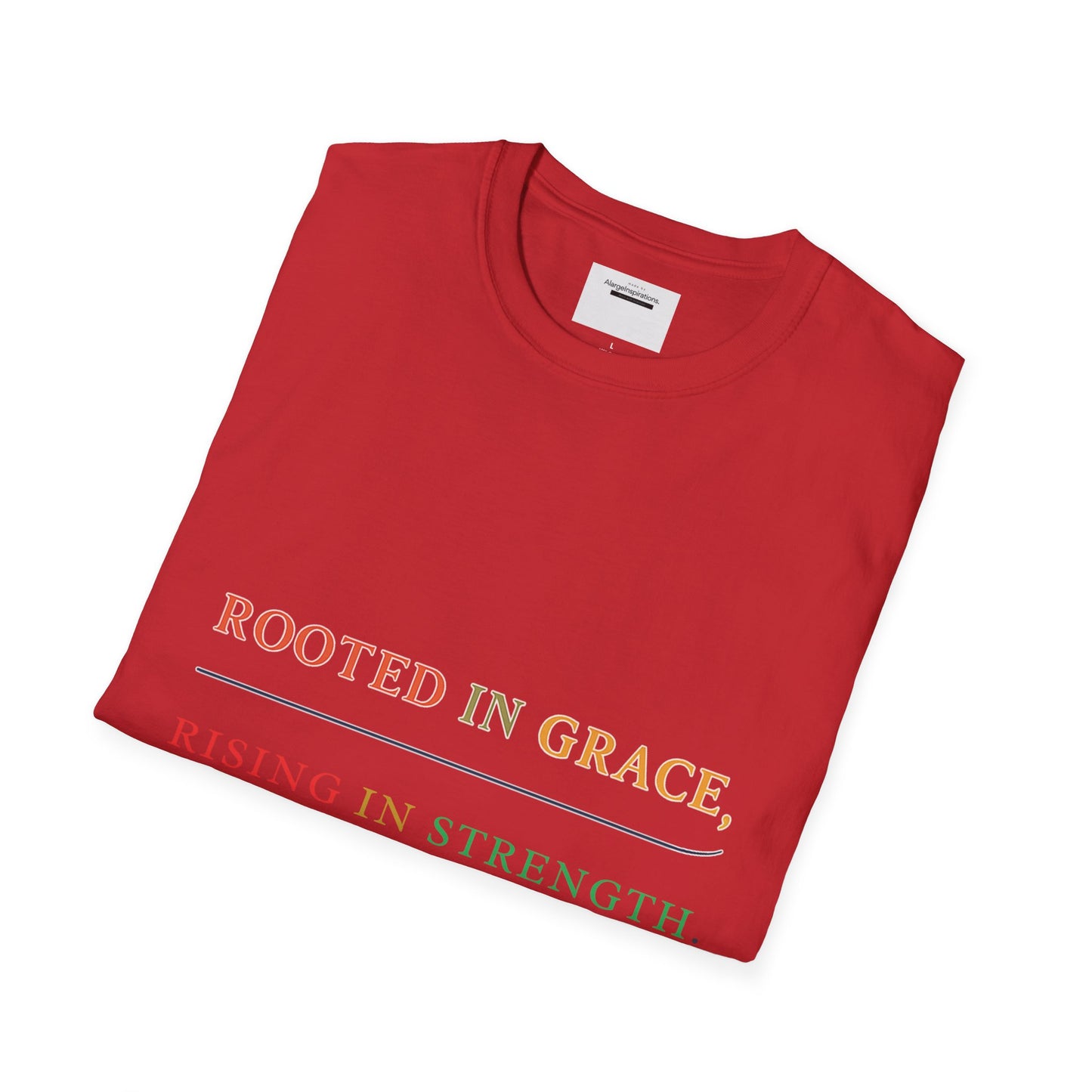 Rooted in Grace Rising in Strength Shirt | Faith Inspired Christian T-Shirt | Minimal Inspirational Quote Gift
