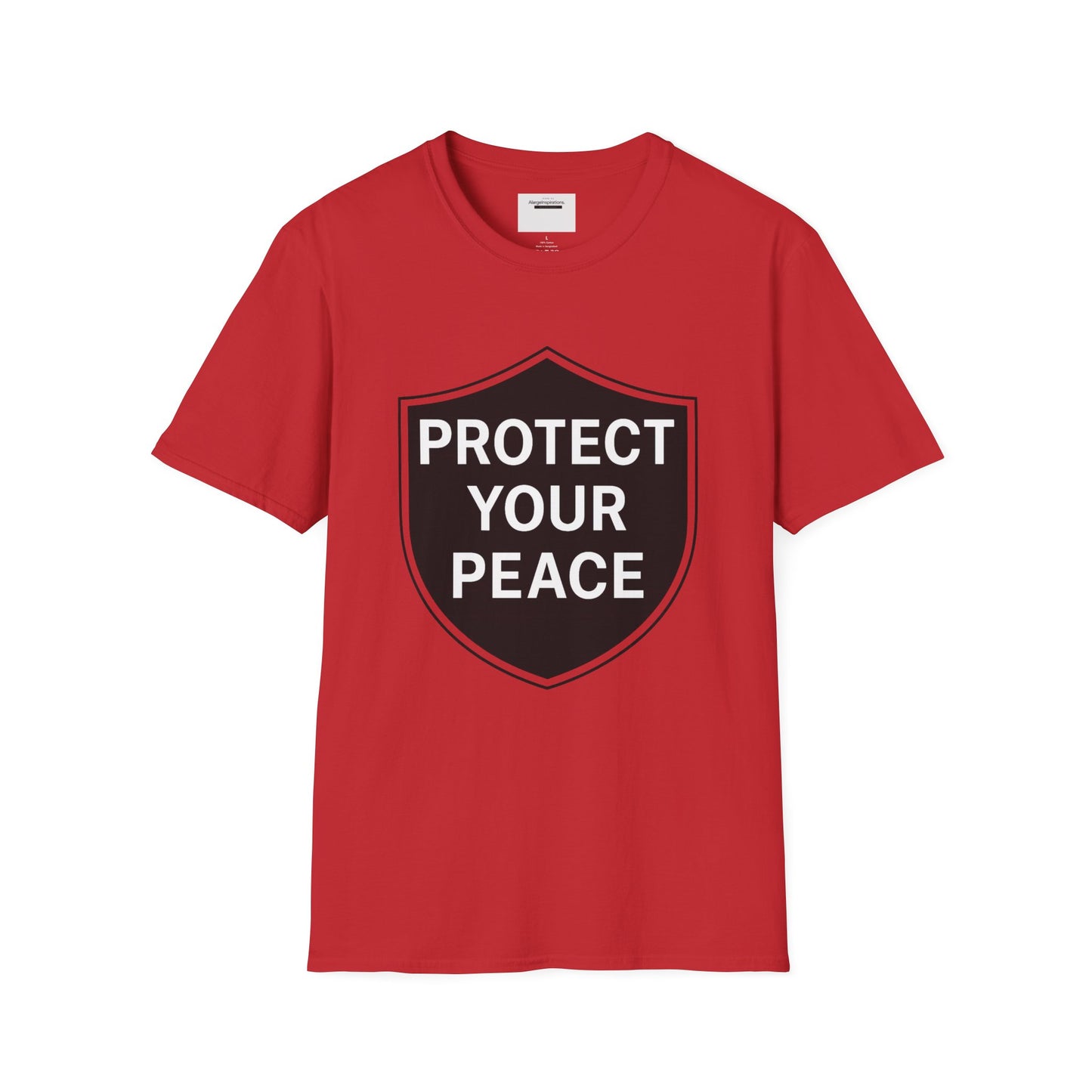 Protect Your Peace Shirt | Minimalist Shield Design, Mental Health Quote T-Shirt, Calm Strength Affirmation Apparel