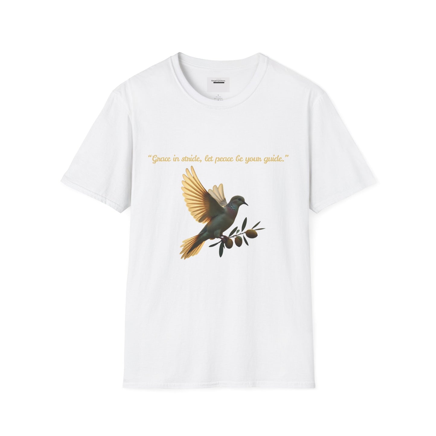 Grace in Stride, Peace as Your Guide Graphic T-Shirt, Unisex T, Mindfulness Shirt, Minimalist Gift for Dove Lovers, Positive Quotes T-Shirt