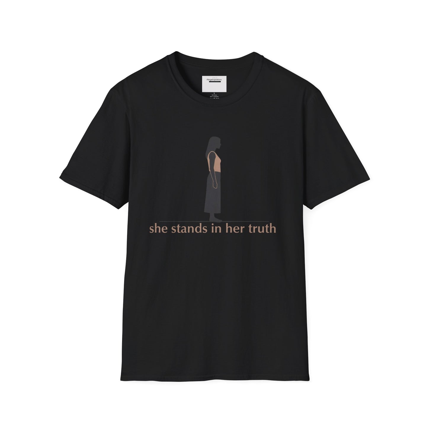 She Stands in Her Truth Shirt | Minimalist Feminine Strength T-Shirt, Grounded Confidence Quote, Empowered Woman Apparel, confident apparel