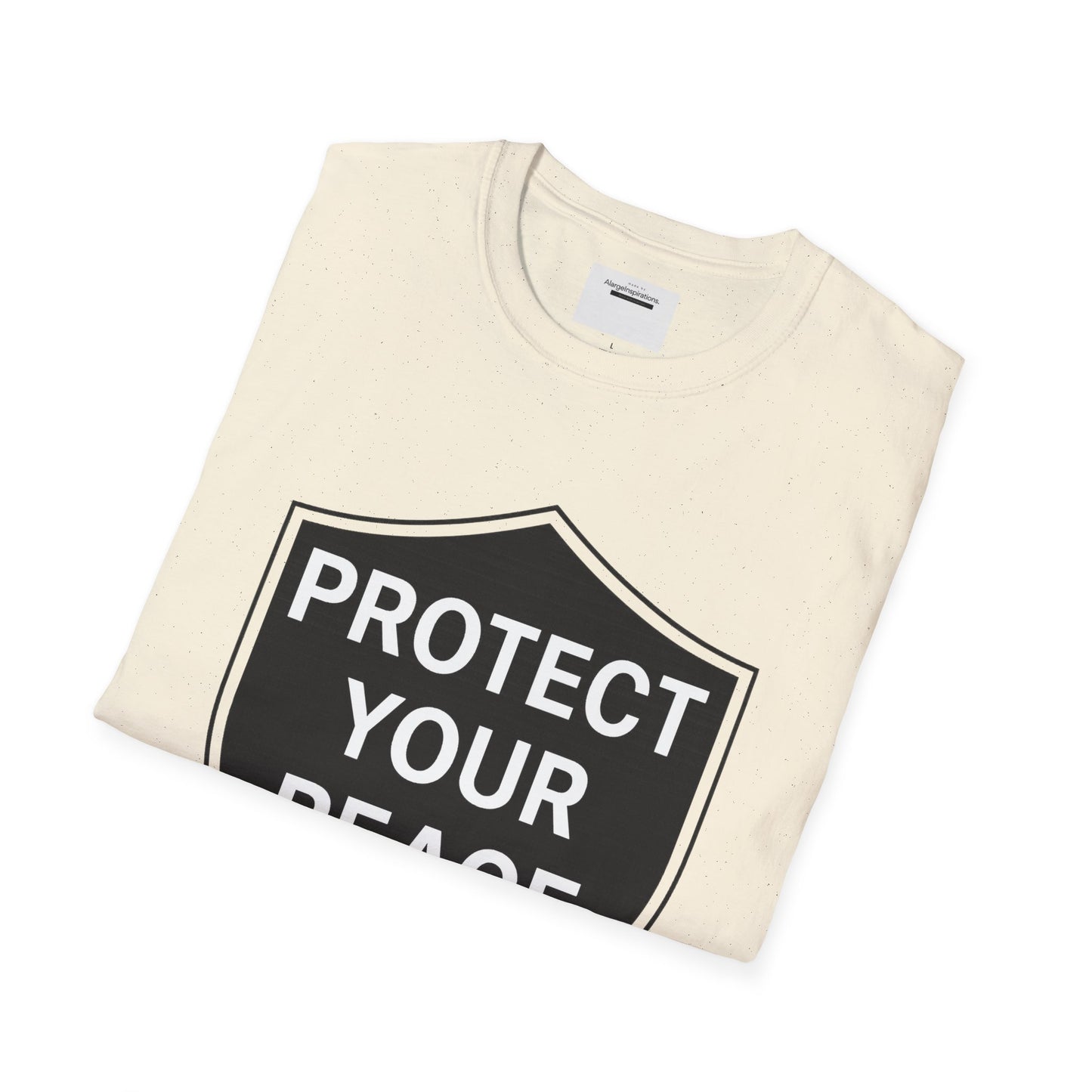 Protect Your Peace Shirt | Minimalist Shield Design, Mental Health Quote T-Shirt, Calm Strength Affirmation Apparel