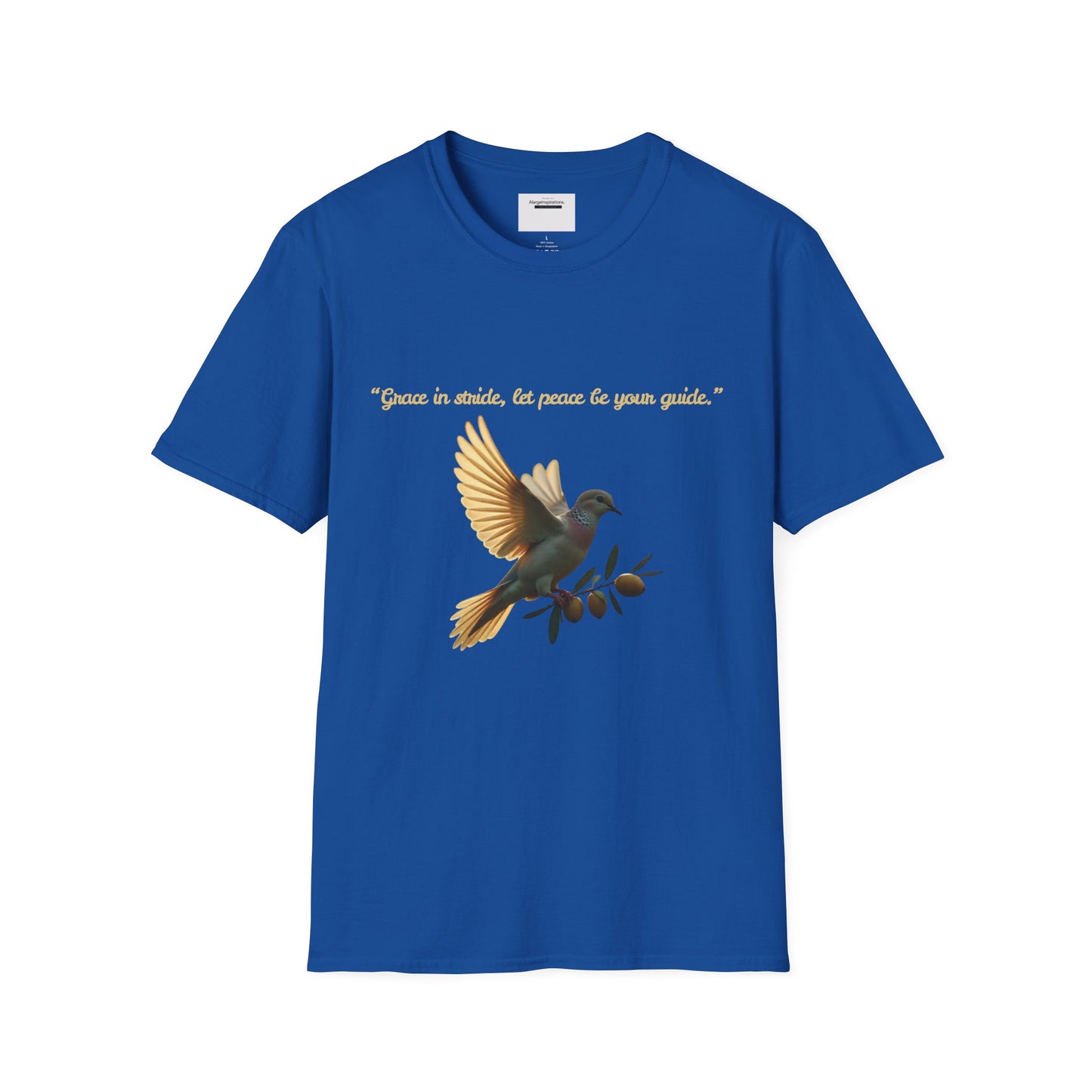 Grace in Stride, Peace as Your Guide Graphic T-Shirt, Unisex T, Mindfulness Shirt, Minimalist Gift for Dove Lovers, Positive Quotes T-Shirt