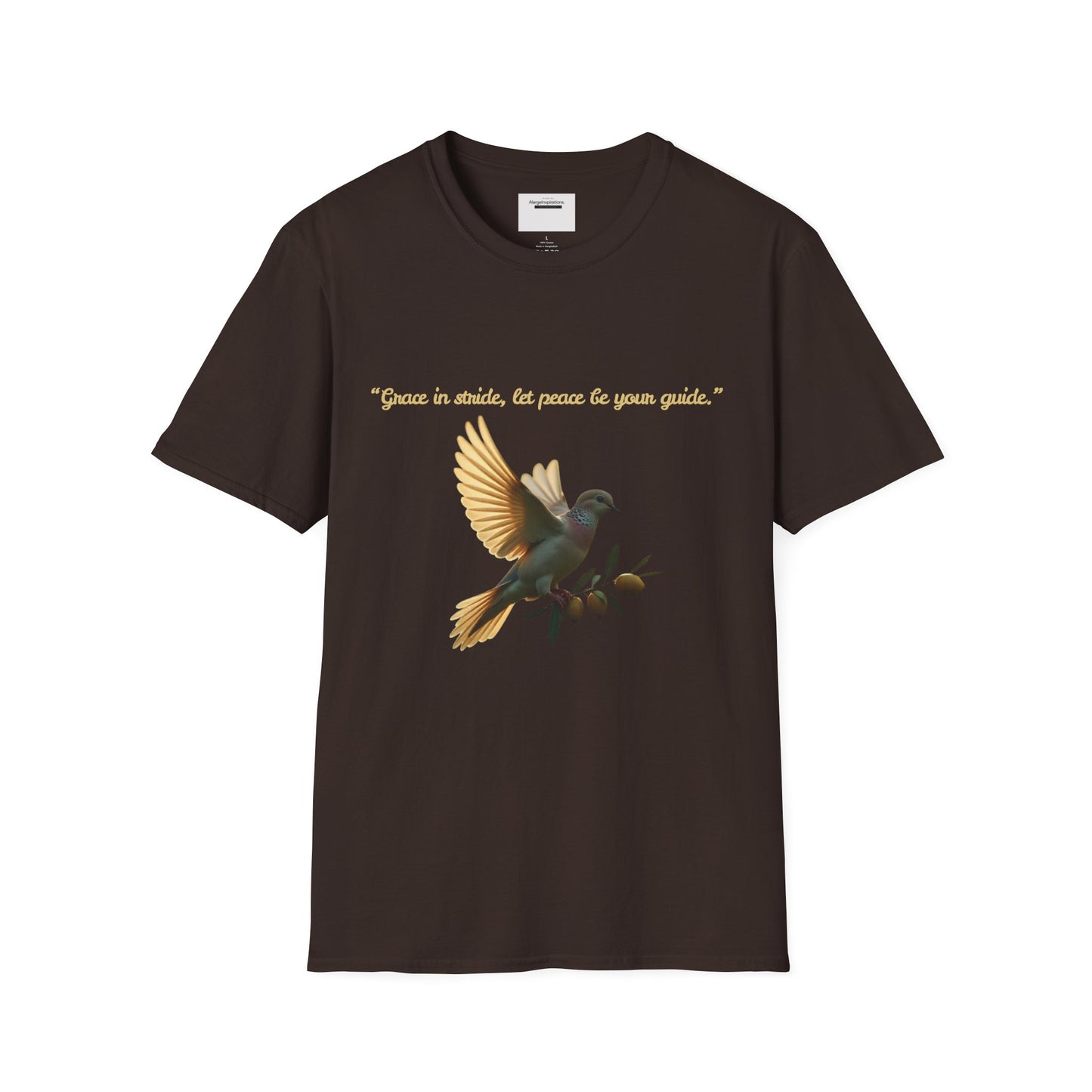 Grace in Stride, Peace as Your Guide Graphic T-Shirt, Unisex T, Mindfulness Shirt, Minimalist Gift for Dove Lovers, Positive Quotes T-Shirt