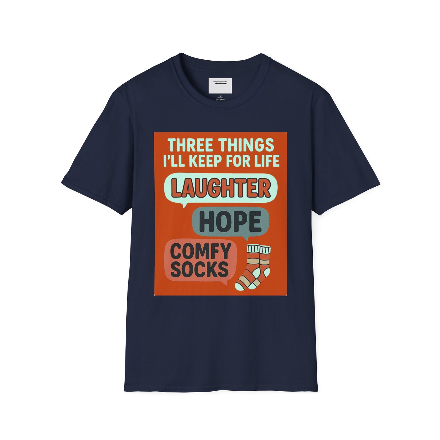 Laughter Hope Comfy Socks T-Shirt, Unisex Humor Tee, Fun Life Motto Shirt, Comfortable Apparel,Hope & Comfy Socks,Cozy Inspirational T-Shirt