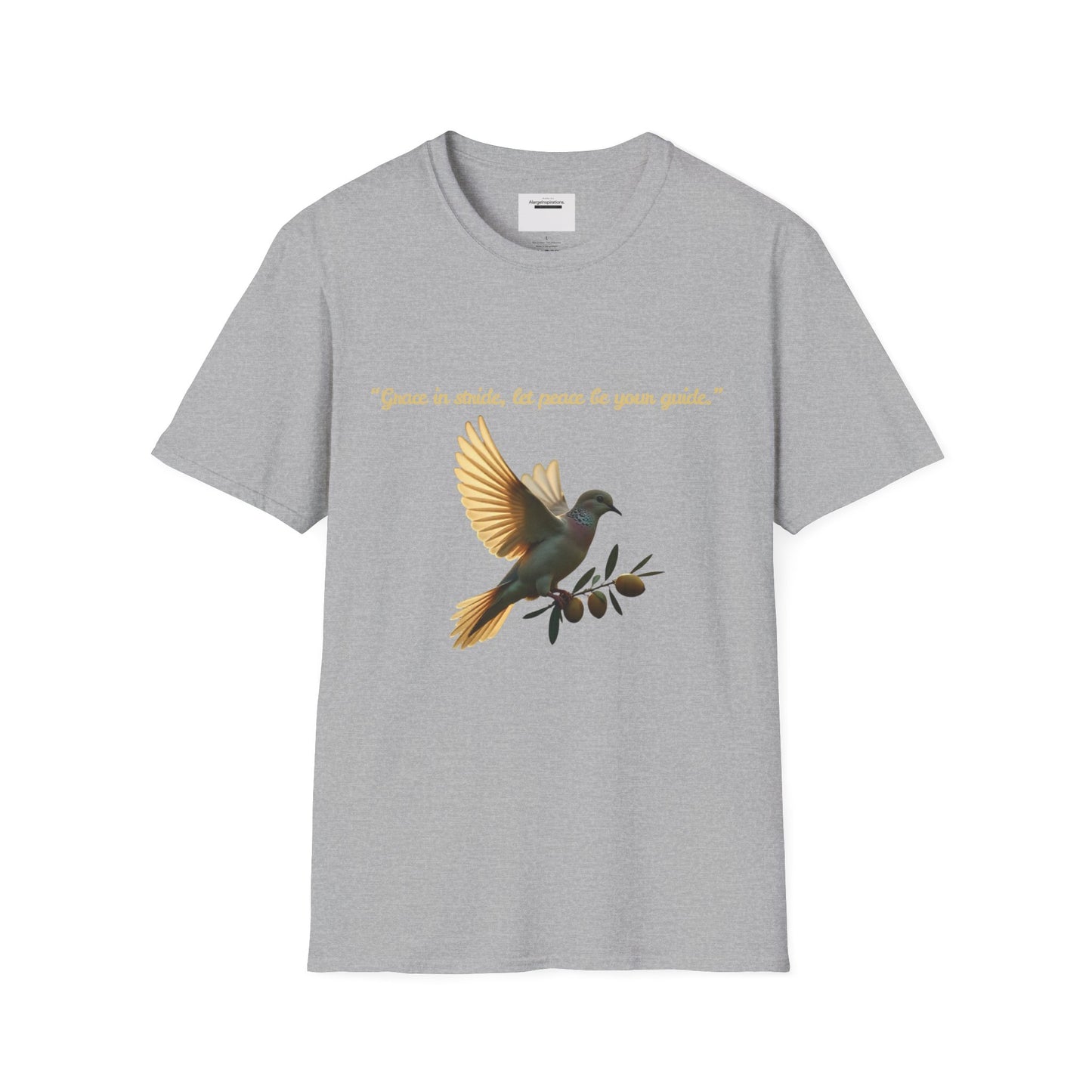 Grace in Stride, Peace as Your Guide Graphic T-Shirt, Unisex T, Mindfulness Shirt, Minimalist Gift for Dove Lovers, Positive Quotes T-Shirt