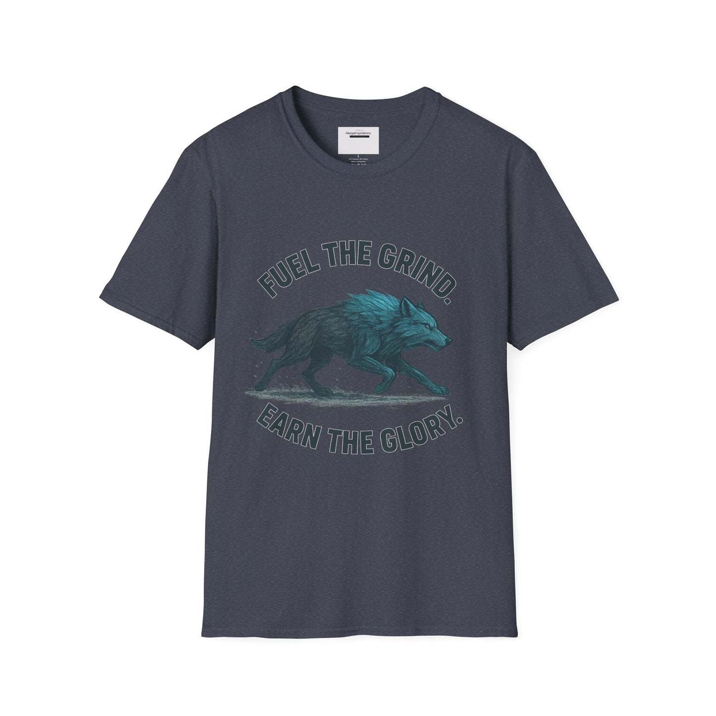 Fuel the Grind Earn the Glory Wolf Design | Wolf Art | Gym Apparel | Grind Mindset Shirt | Alpha Wolf Illustration | Training & Fitness Gift