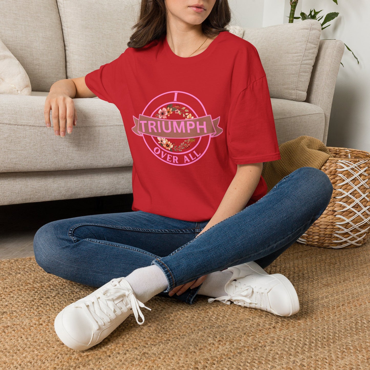 I Triumph Over All Faith T-Shirt | Christian Graphic Tee | Romans 8:37 | Inspirational Scripture Shirt Women Men | AlargeInspirations