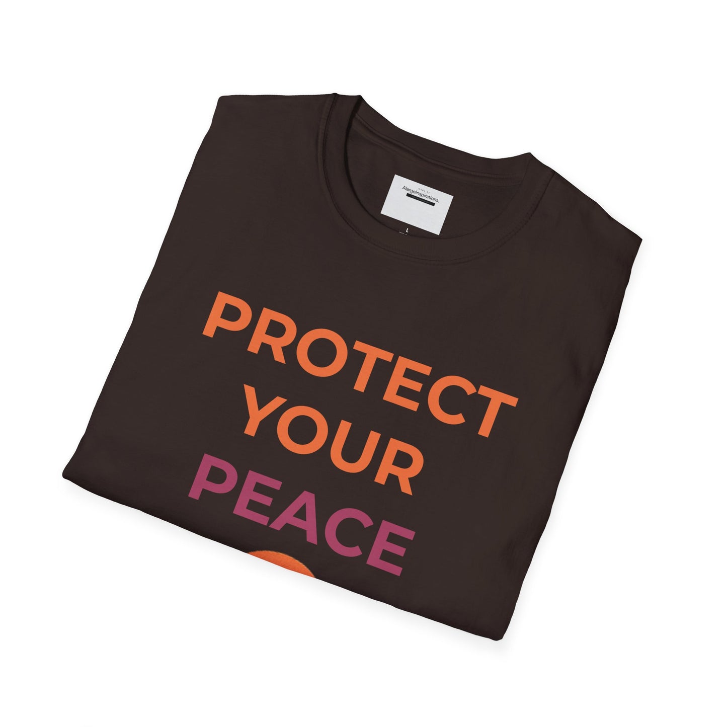 Mindfulness & Nature-Unisex Softstyle T-Shirt ,Protect Your Peace Mountain Sunset Tee, Self-Care Gift, Gift for Nature Lovers, Meditation,