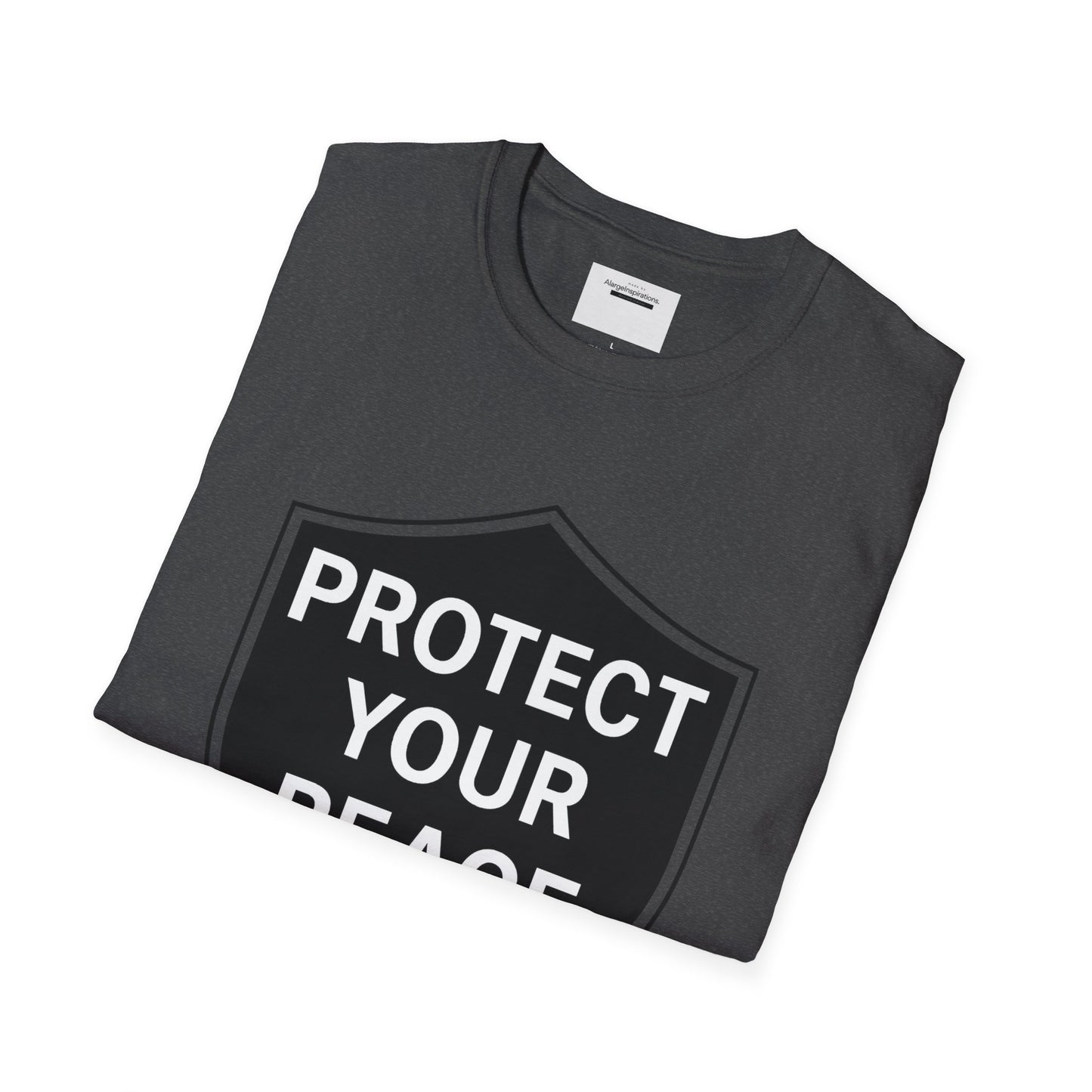 Protect Your Peace Shirt | Minimalist Shield Design, Mental Health Quote T-Shirt, Calm Strength Affirmation Apparel