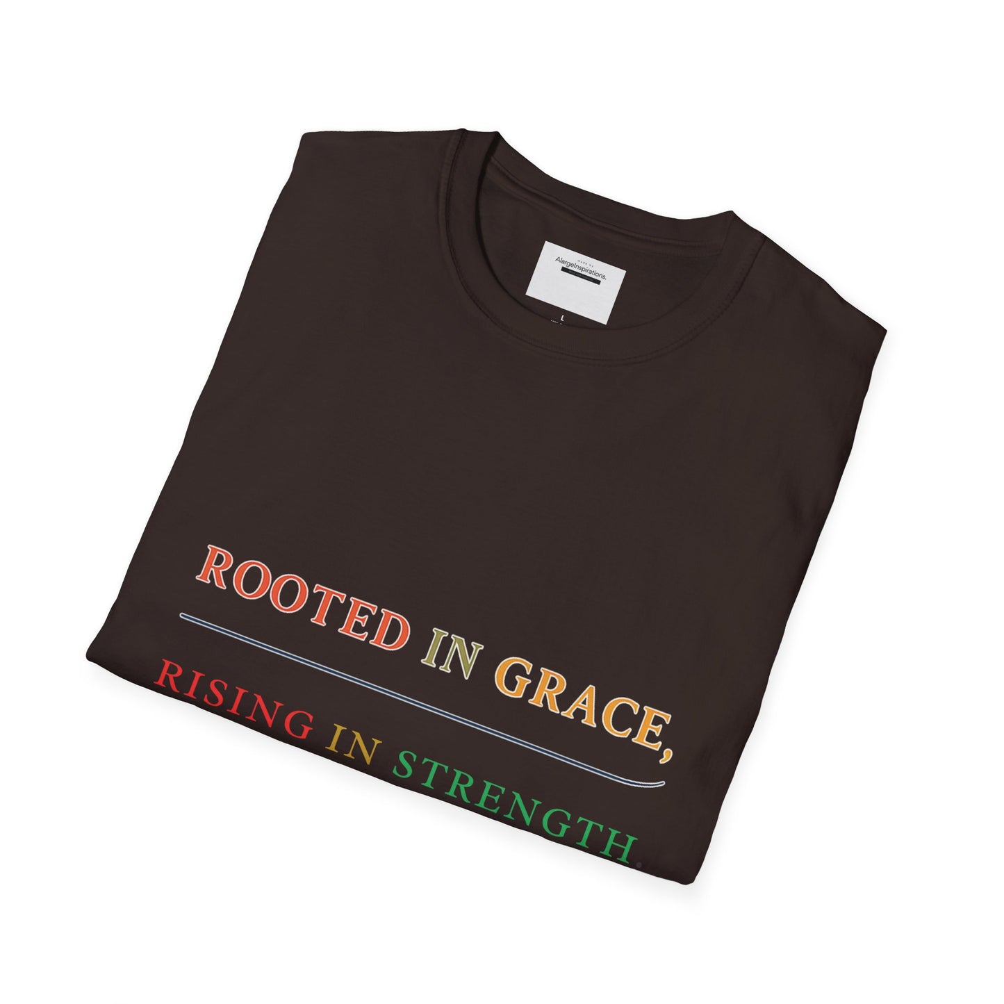 Rooted in Grace Rising in Strength Shirt | Faith Inspired Christian T-Shirt | Minimal Inspirational Quote Gift