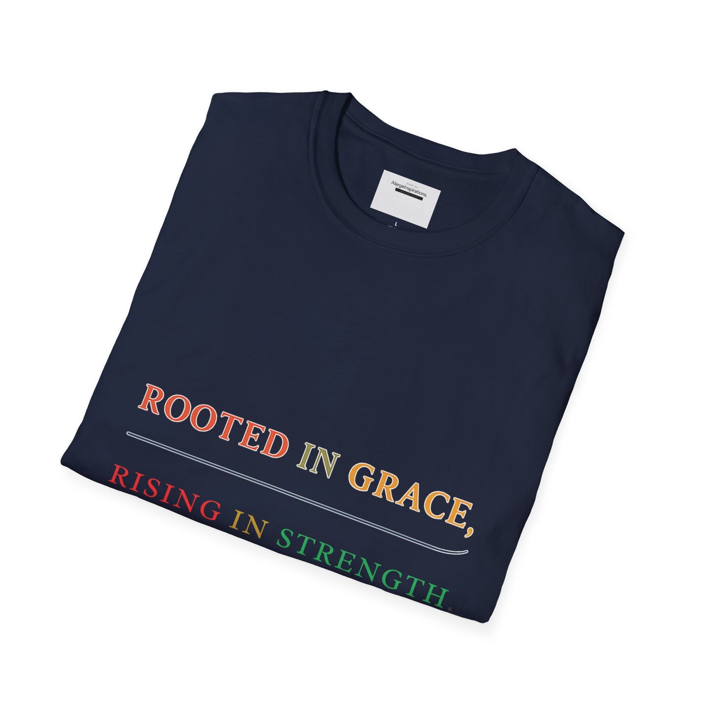 Rooted in Grace Rising in Strength Shirt | Faith Inspired Christian T-Shirt | Minimal Inspirational Quote Gift