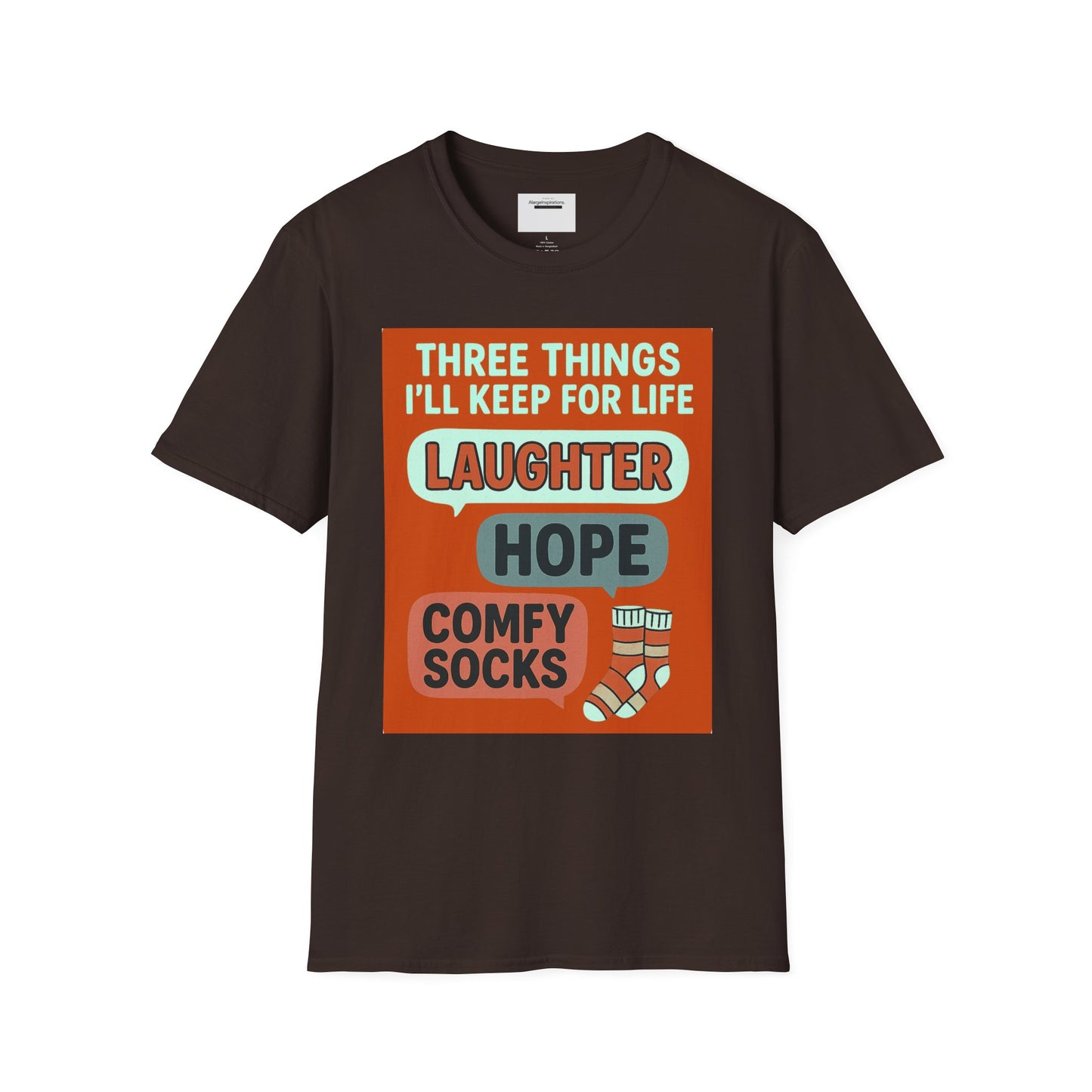 Laughter Hope Comfy Socks T-Shirt, Unisex Humor Tee, Fun Life Motto Shirt, Comfortable Apparel,Hope & Comfy Socks,Cozy Inspirational T-Shirt