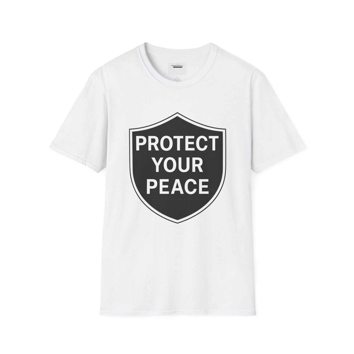 Protect Your Peace Shirt | Minimalist Shield Design, Mental Health Quote T-Shirt, Calm Strength Affirmation Apparel