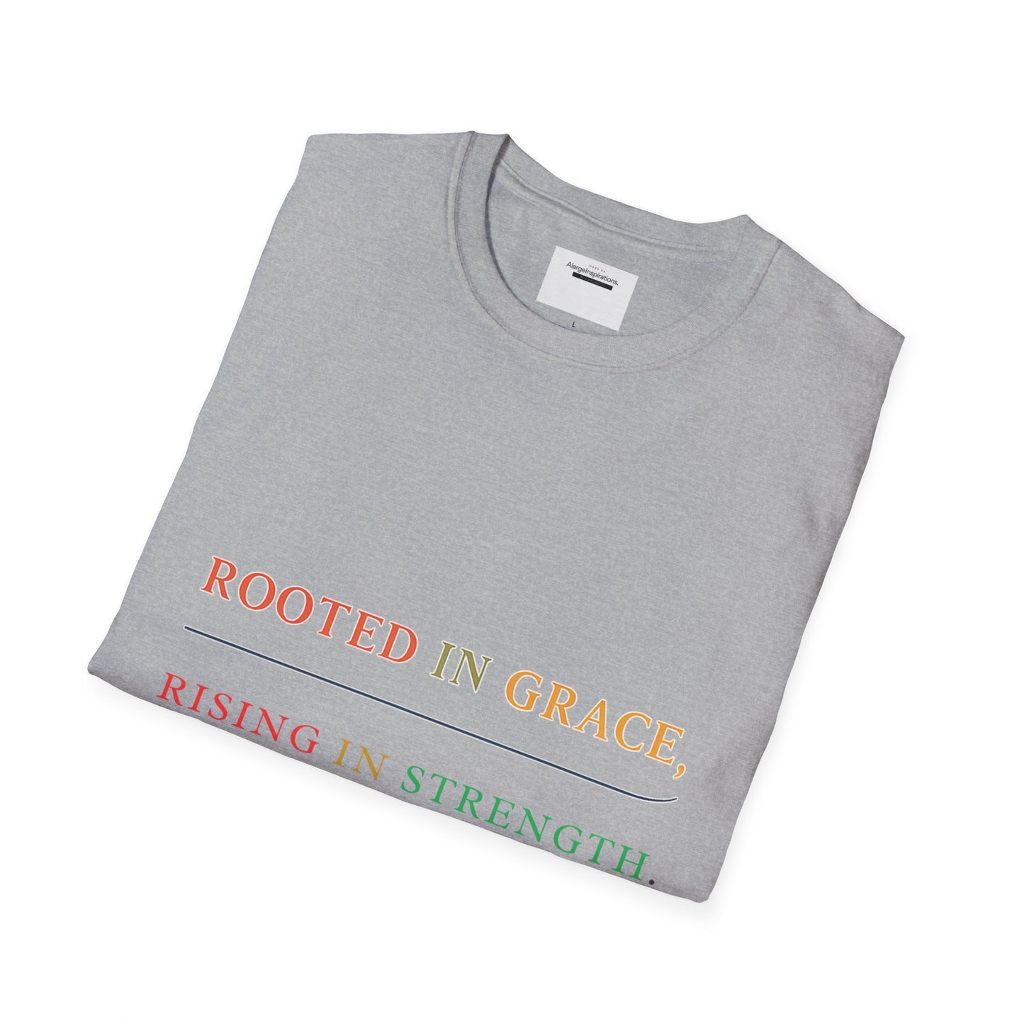 Rooted in Grace Rising in Strength Shirt | Faith Inspired Christian T-Shirt | Minimal Inspirational Quote Gift