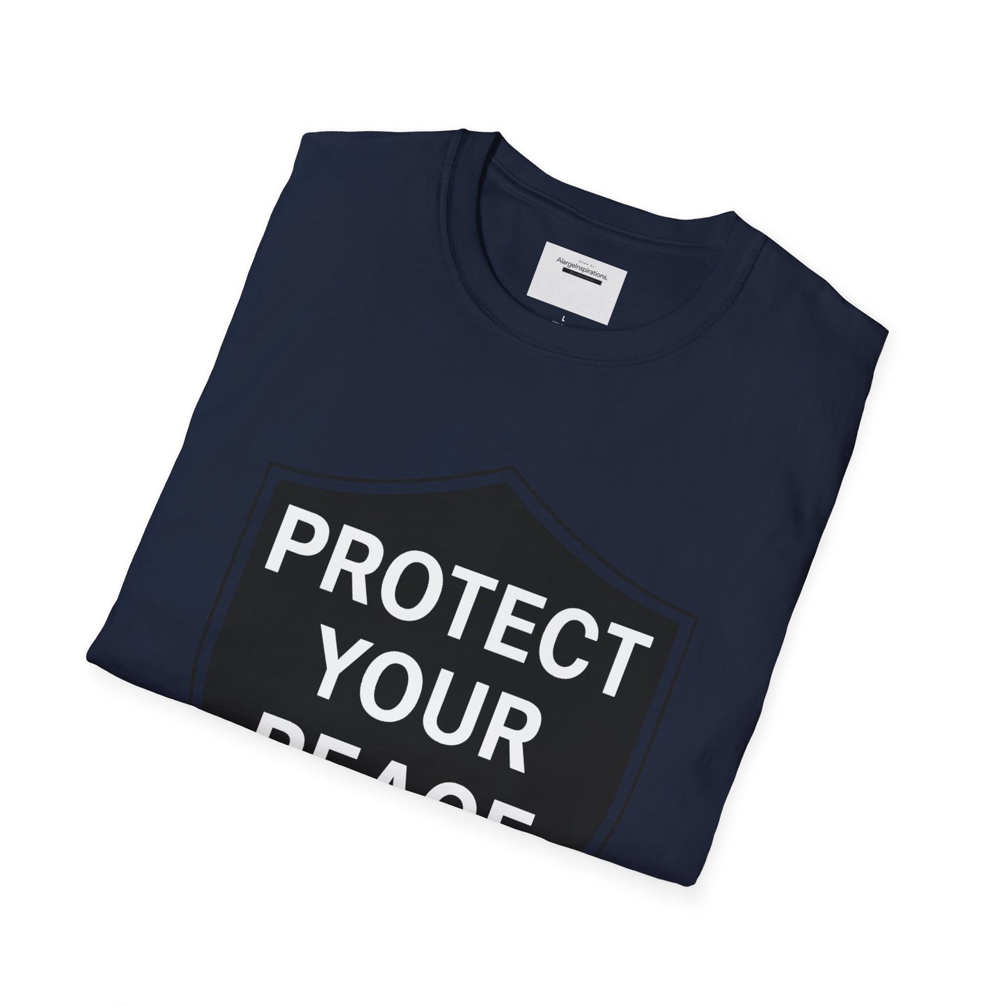 Protect Your Peace Shirt | Minimalist Shield Design, Mental Health Quote T-Shirt, Calm Strength Affirmation Apparel