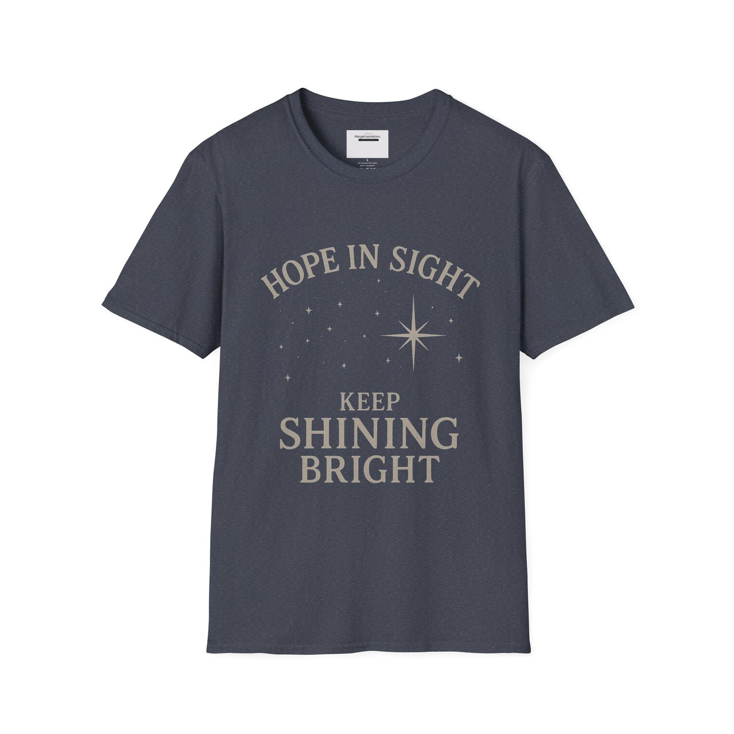 Hope in Sight, Keep Shining Bright, Starry Night Inspired T-Shirt | Inspirational Quote Tee, Gift Idea, Motivational Apparel, Hopeful Style