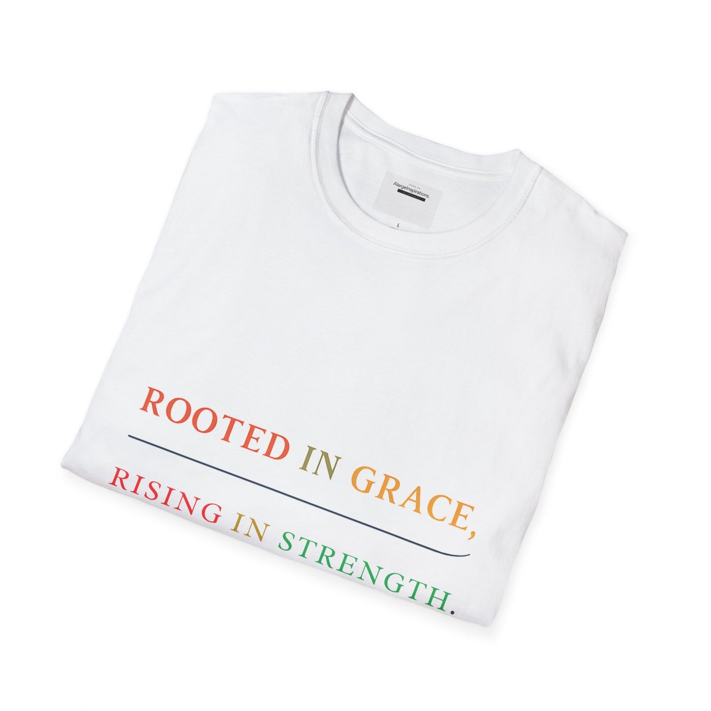 Rooted in Grace Rising in Strength Shirt | Faith Inspired Christian T-Shirt | Minimal Inspirational Quote Gift